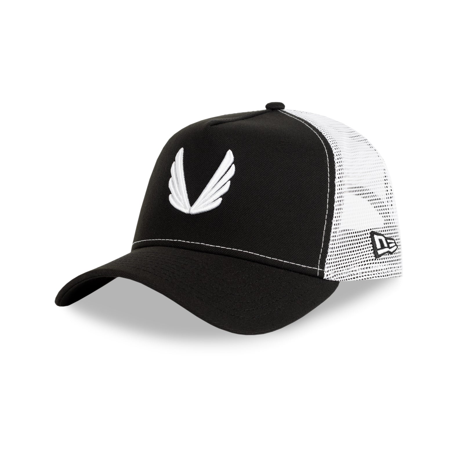 New Era® 9Forty® A-Frame Trucker Hat - Black/White Wings - Adjustable Snapback Cap for Men & Women - Perfect for Outdoor Activities, Sports & Casual Wear