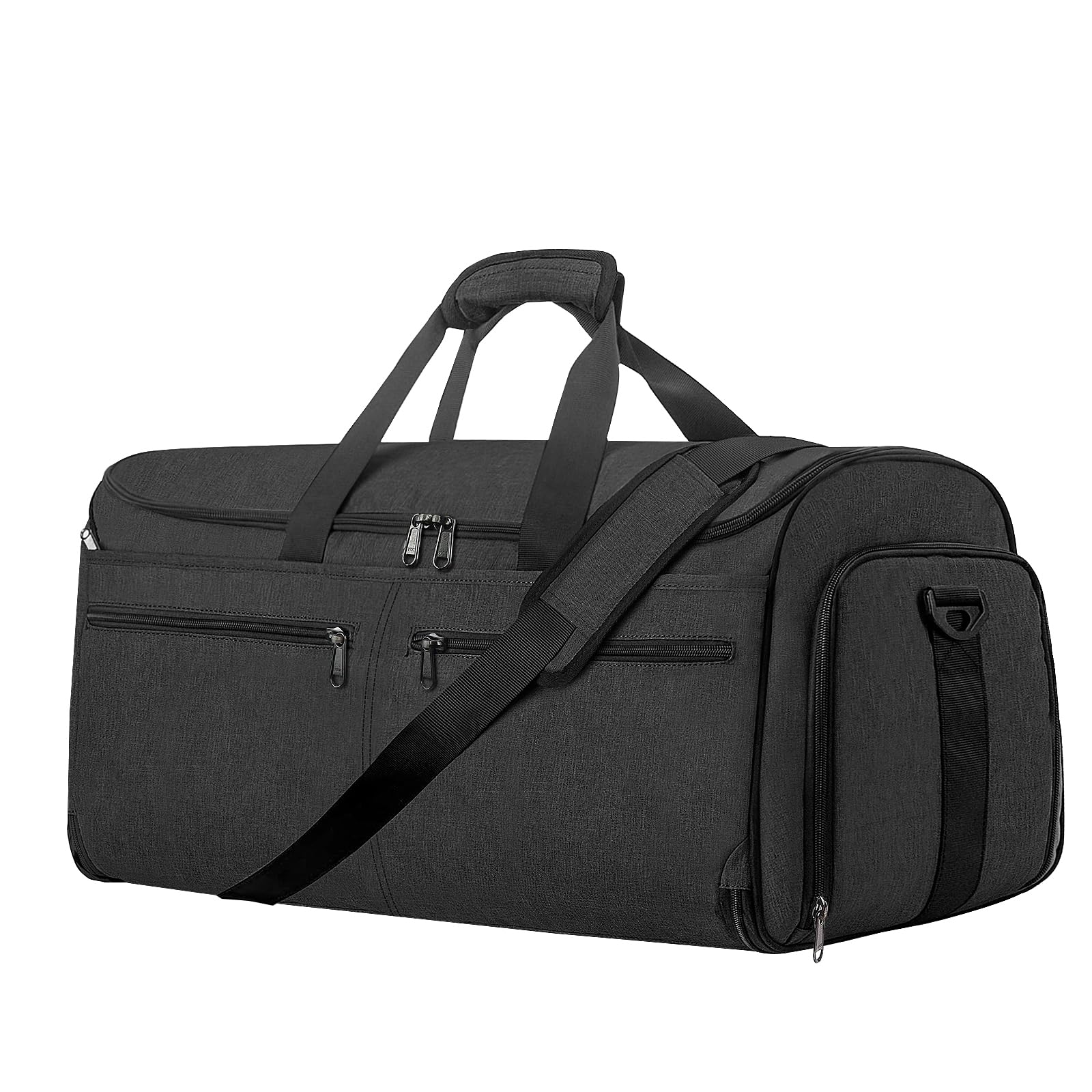 Bukere Convertible Carry-On Garment Duffle Bag for Men & Women - 2-in-1 Hanging Dress Suitcase with Shoe Compartment - Travel Luggage for Business Trips & Weekend Getaways - Midnight Grey