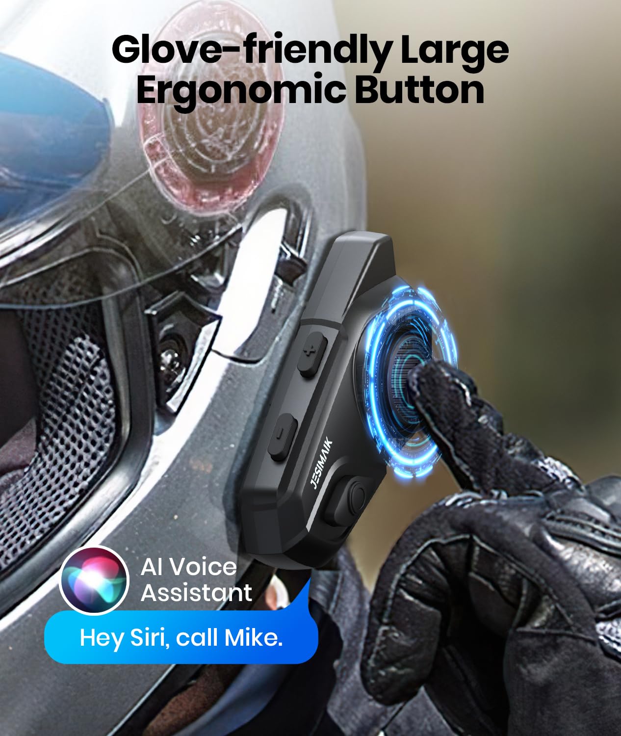 Motorcycle Helmet Bluetooth Headset - 2000M Range, 10 Rider Intercom System with Noise Cancellation | Hands-Free Communication, Stereo Music & Helmet Radio | 2 Pack Motorcycle Accessories for Group Rides & Long-Distance Touring