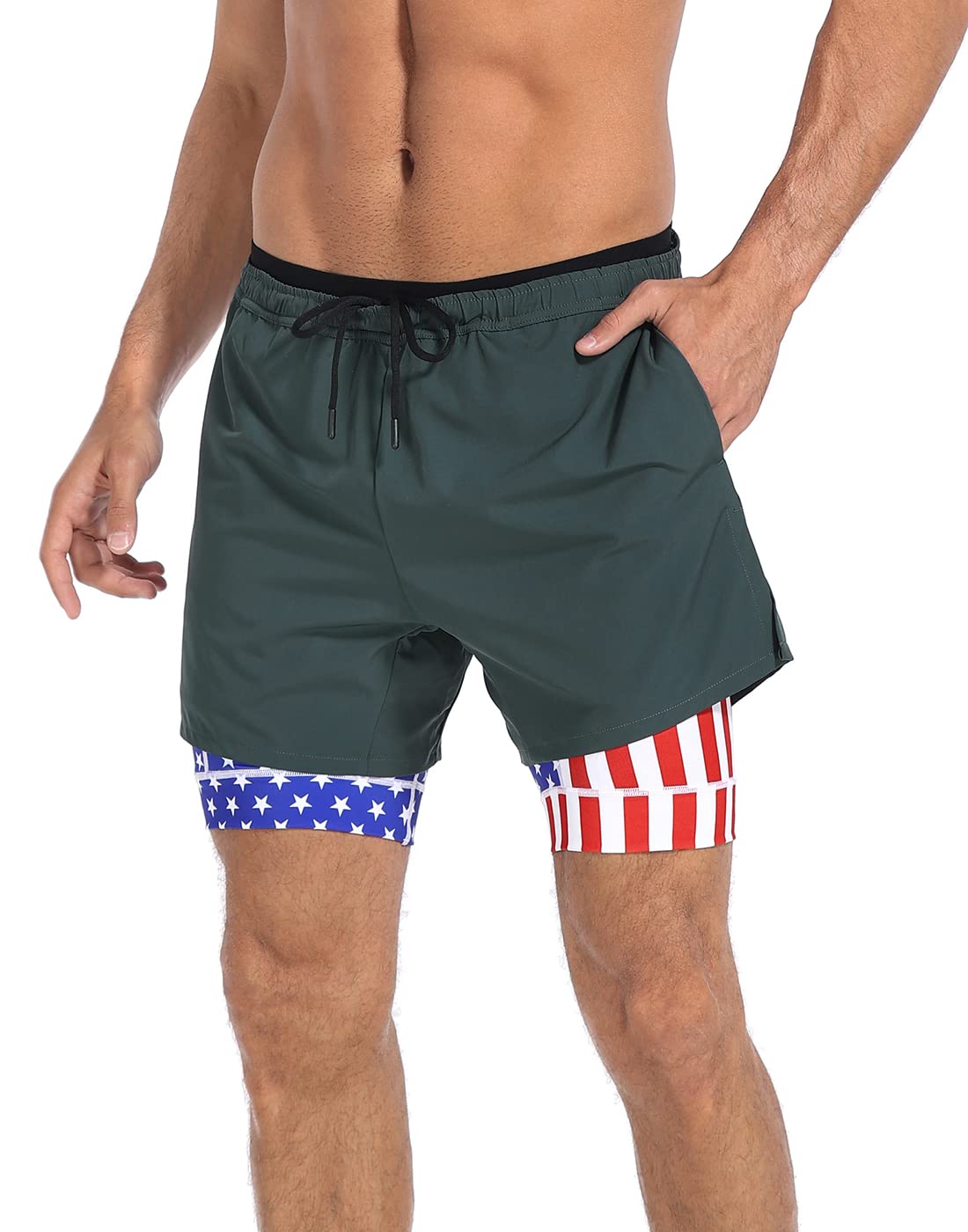 LRD Men's 5 Inch Inseam Athletic Gym Workout Shorts with Compression Liner - Perfect for Running, Training & Basketball