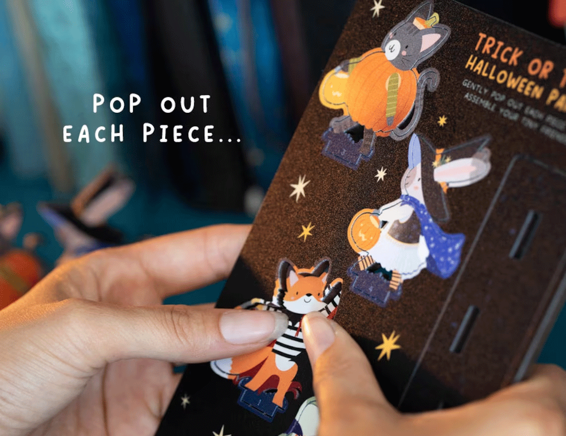 Halloween Pop-Up Greeting Card - Spooky Trick or Treat Design by Dapple & Dot | Perfect for Halloween Parties, School Events & Scary Gift Exchanges
