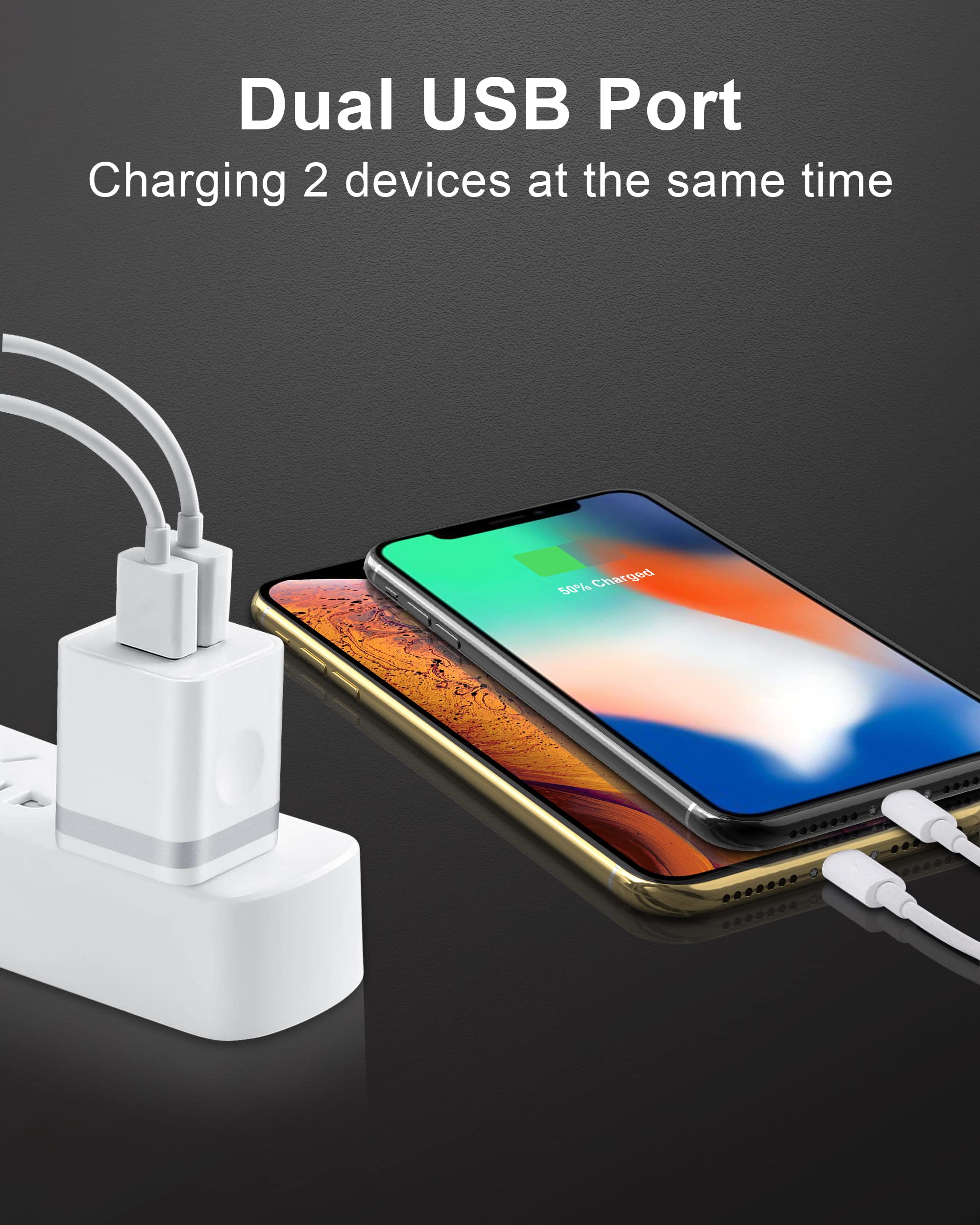 ARCCRA 4-Pack USB Wall Charger - Dual Port 2.1A Fast Charging Cube Power Adapter for iPhone 14/13/12/11/Pro Max/SE/XS/XR/X/8/7/6/6S Plus, Samsung Galaxy, LG, Moto & Android Phones - Compact Travel Charger for Home, Office & Car Use