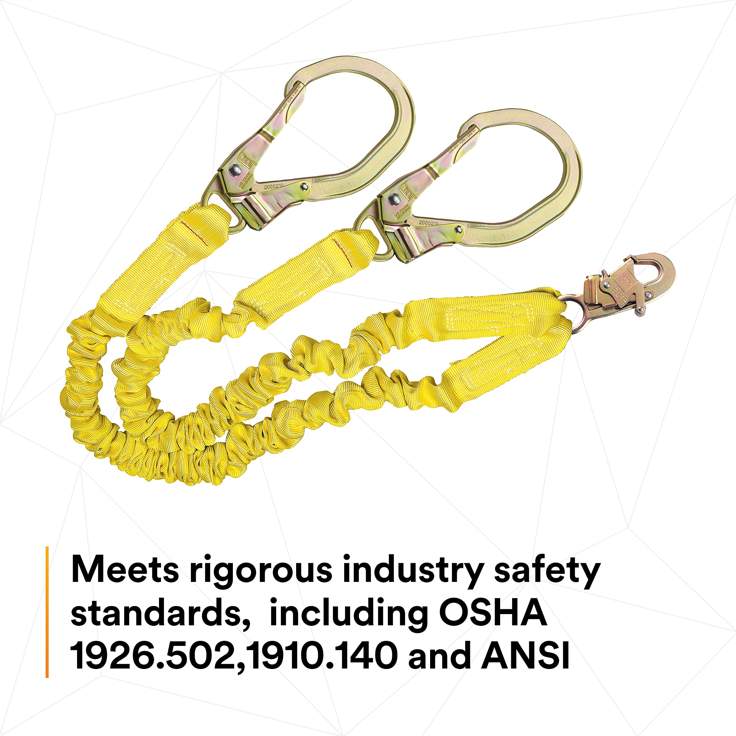3M DBI-SALA Shockwave 2 6' Shock Absorbing Lanyard - 1244412 | Tubular Web Fall Protection | 100% Tie Off with Steel Rebar Hooks & Snap Hook | Yellow Safety Lanyard for Construction, Roofing & Industrial Work