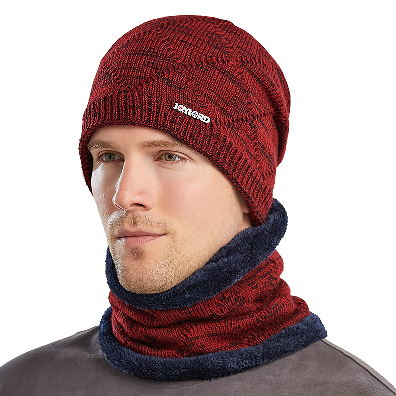 Jsiluxna Winter Beanie Hat & Scarf Set - Warm Fleece Lined Knit Skull Cap & Neck Warmer for Men & Women - Perfect for Skiing, Snowboarding & Cold Weather Activities
