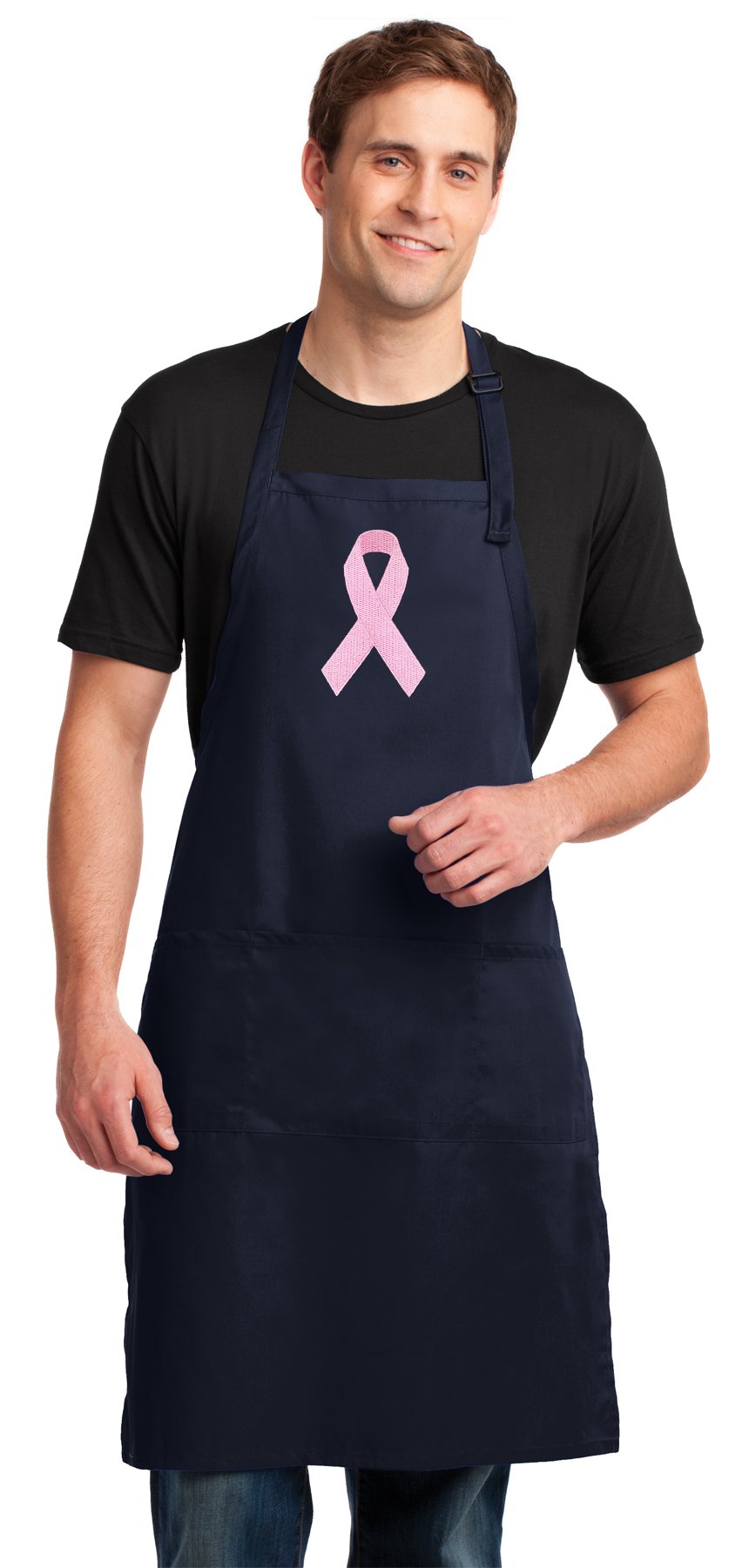 Stylish Pink Ribbon Apron for Men & Women - Perfect for Cooking, Baking, BBQ & Kitchen Activities