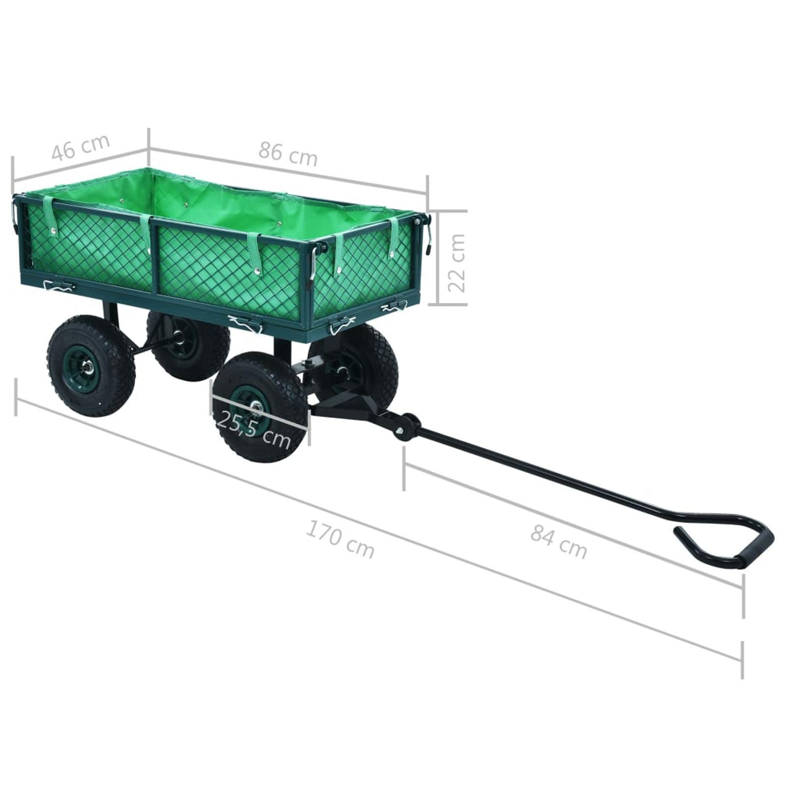 Heavy Duty Garden Trolley Cart with Steel Frame & Padded Handle - 551 lbs Capacity Utility Wagon with Openable Side Panels & Wheels - Perfect for Grocery Shopping, Camping Trips, Gardening, Beach Outings & Yard Work (Green)