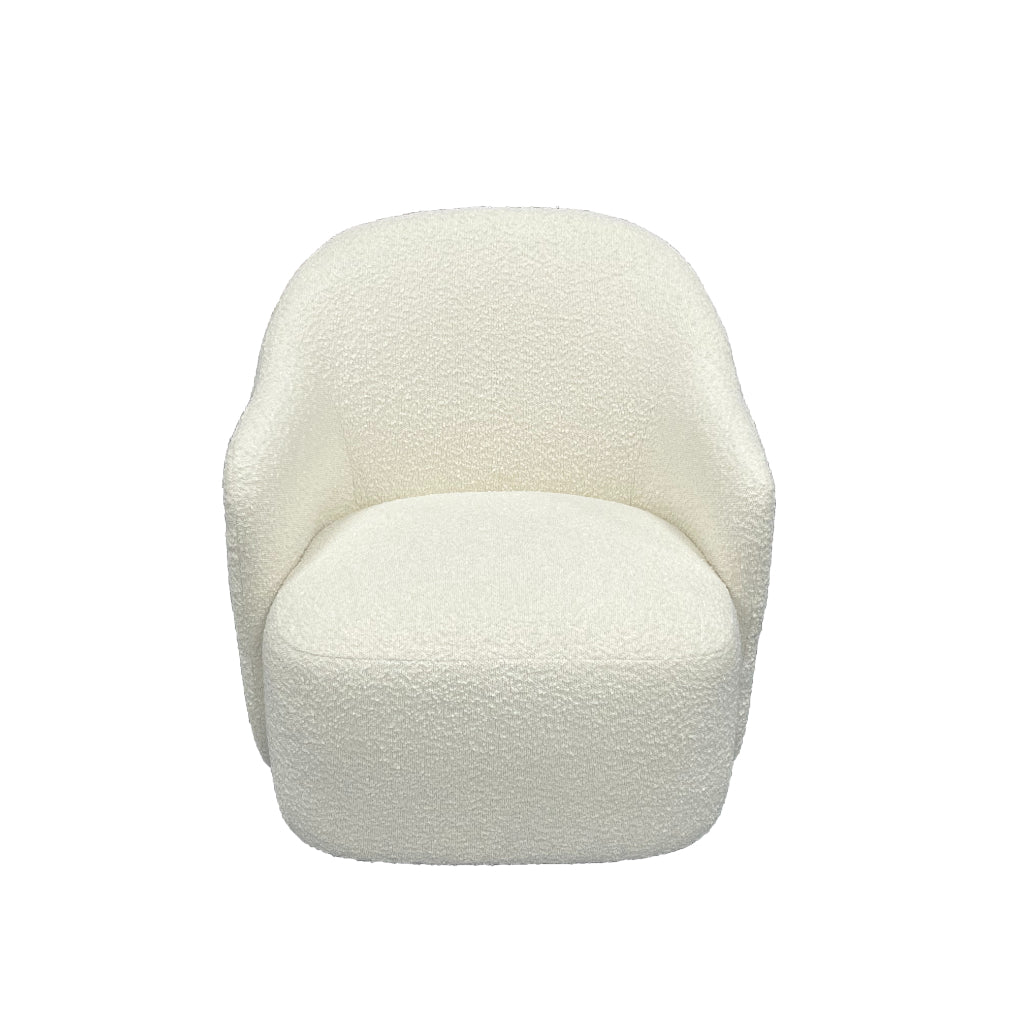 Modern Aven Boucle Fabric Swivel Arm Chair - 360° Rotating Accent Chair for Living Room, Bedroom & Office - Comfortable Upholstered Lounge Chair with Sturdy Metal Base