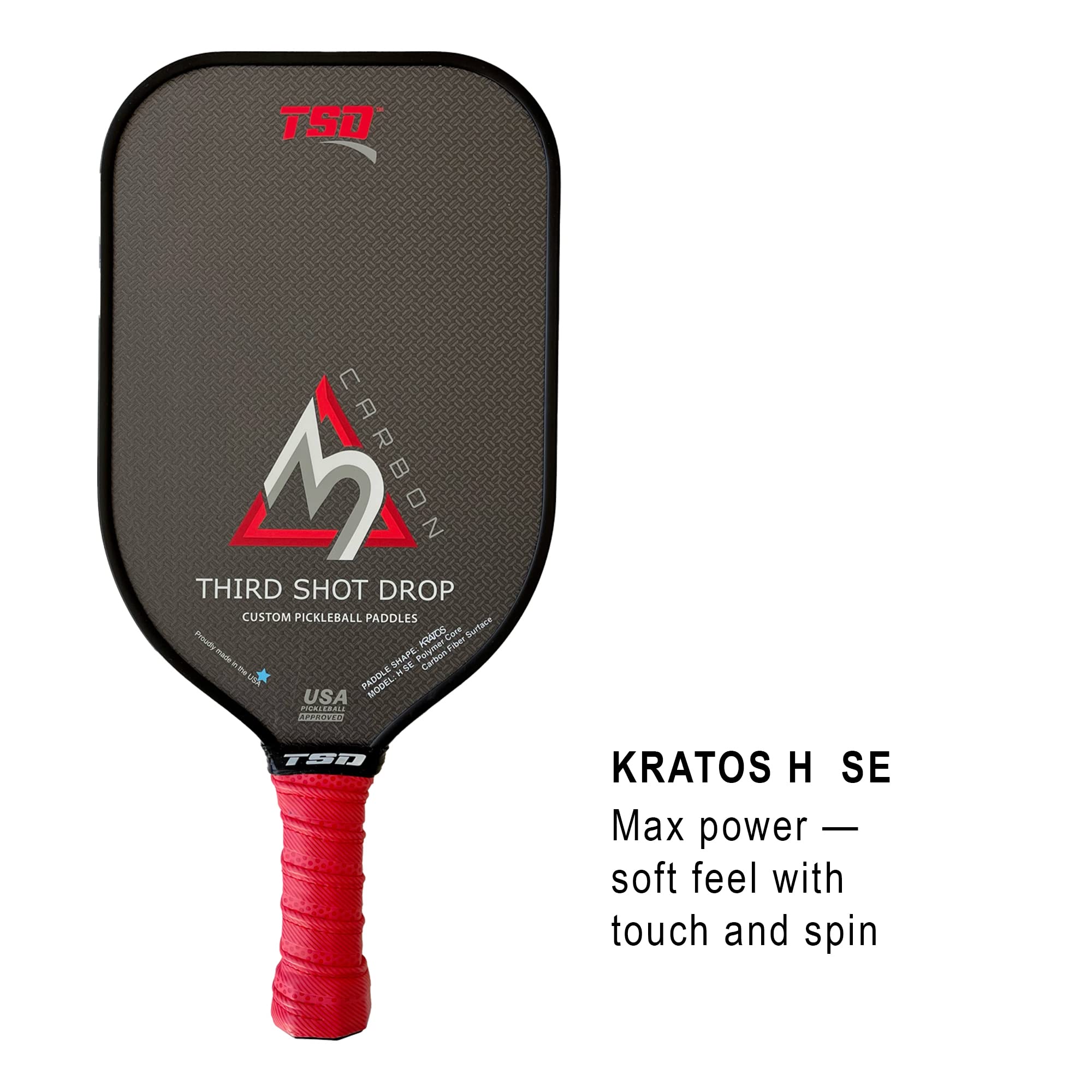 Elongated Shape Pickleball Paddle | Triple Layer Carbon Fiber Diamond Weave Surface (Kratos 2) - Lightweight & Durable for Competitive Play & Outdoor Games