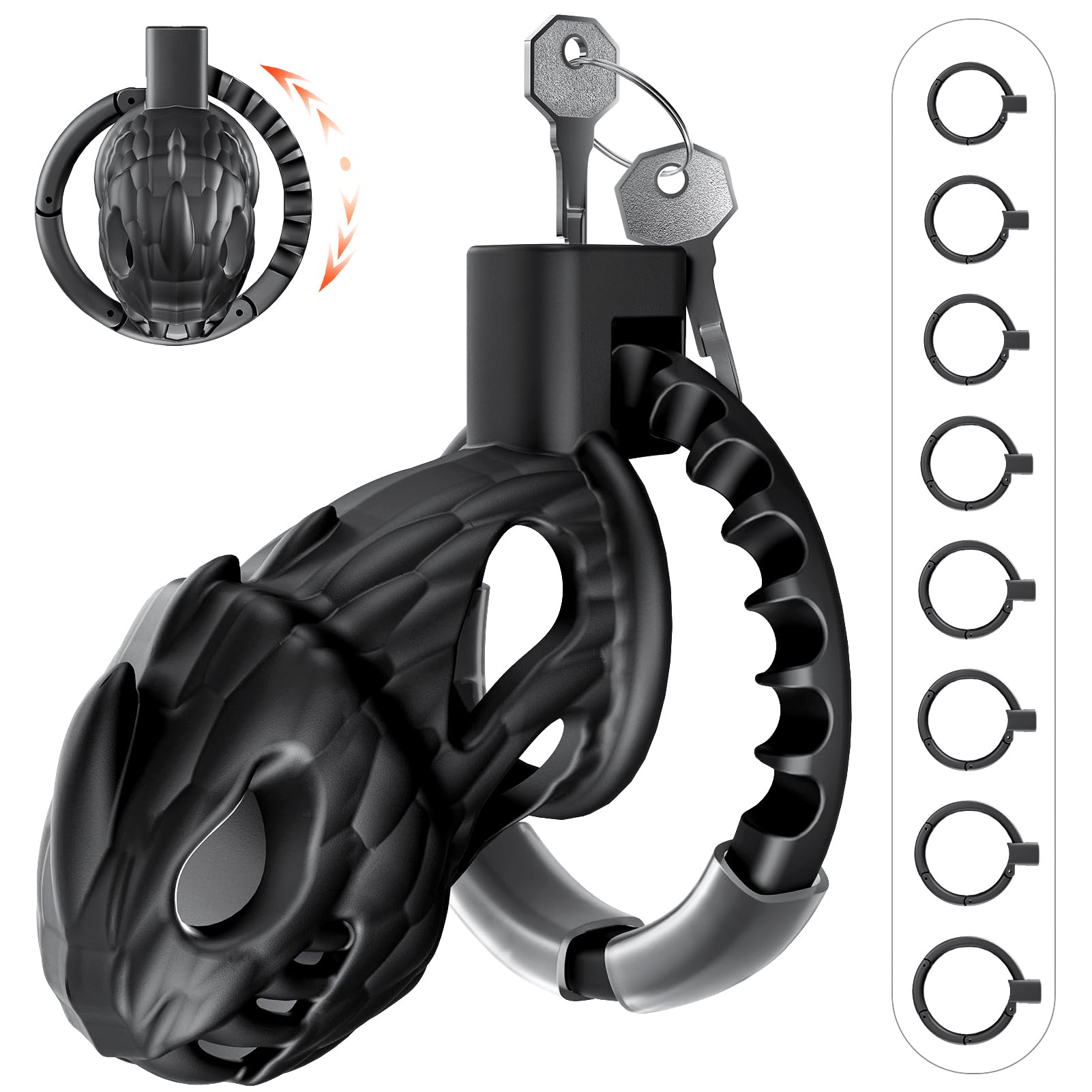 Premium Male Chastity Cage - Large Lightweight Chastity Device with Adjustable 8 Sizes & Invisible Lock - Penis Exercise Bondage Gear - Adult Sex Toys for Men & Couples - Perfect for BDSM, Role Play & Long-Term Wear
