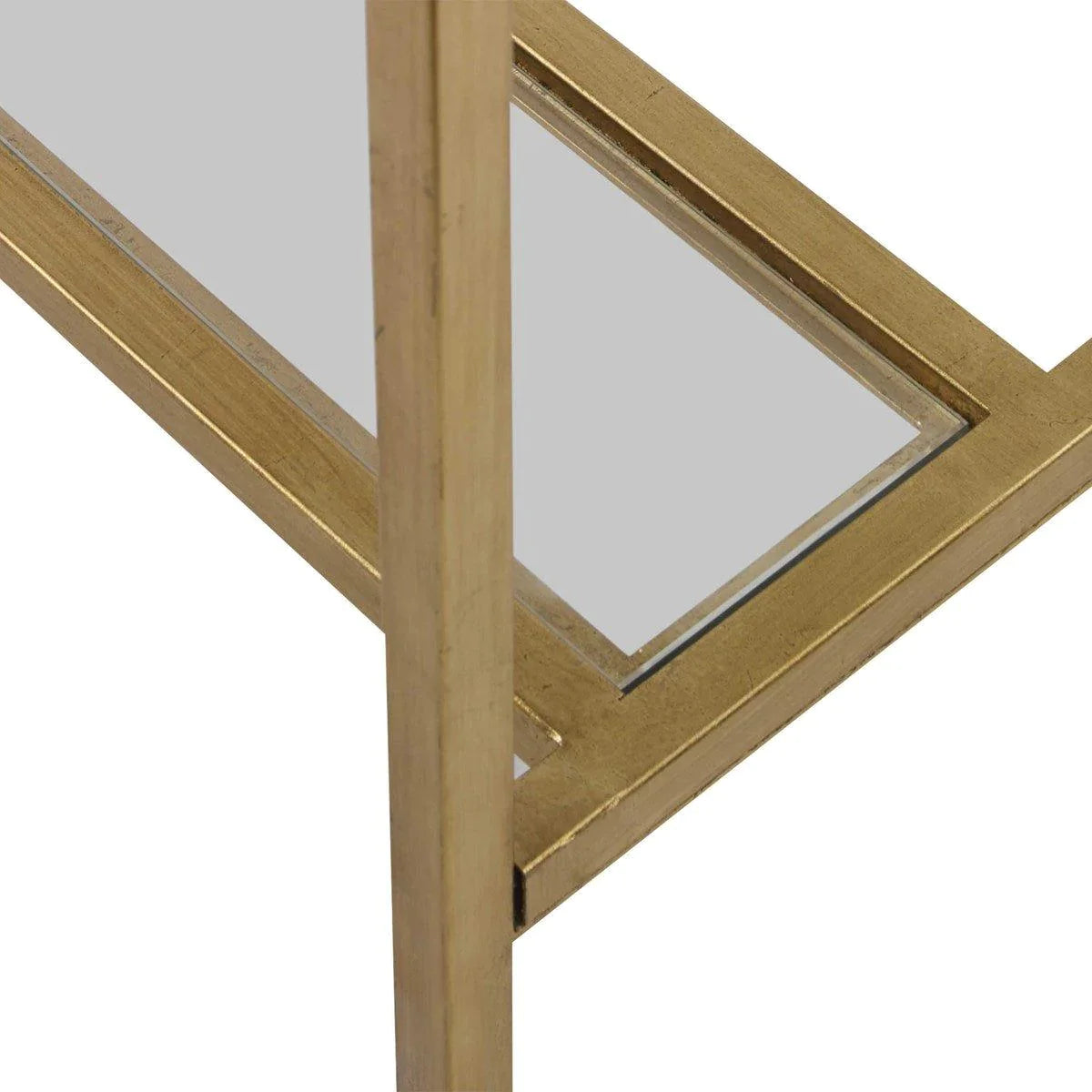 Gold Leaf Console Table with Beveled Mirror Top - Elegant Entryway & Living Room Furniture for Home Decor