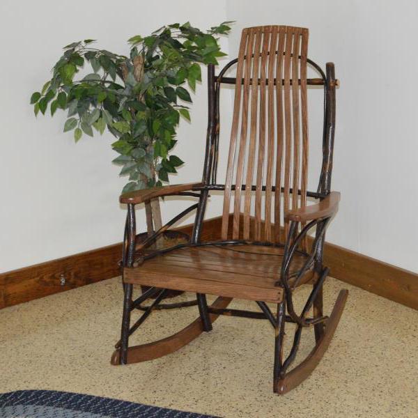Premium Hickory 9-Slat Rocking Chair - Solid Wood Porch Rocker with Comfortable Back Support | Perfect for Outdoor Patio, Garden, Nursery or Living Room Relaxation