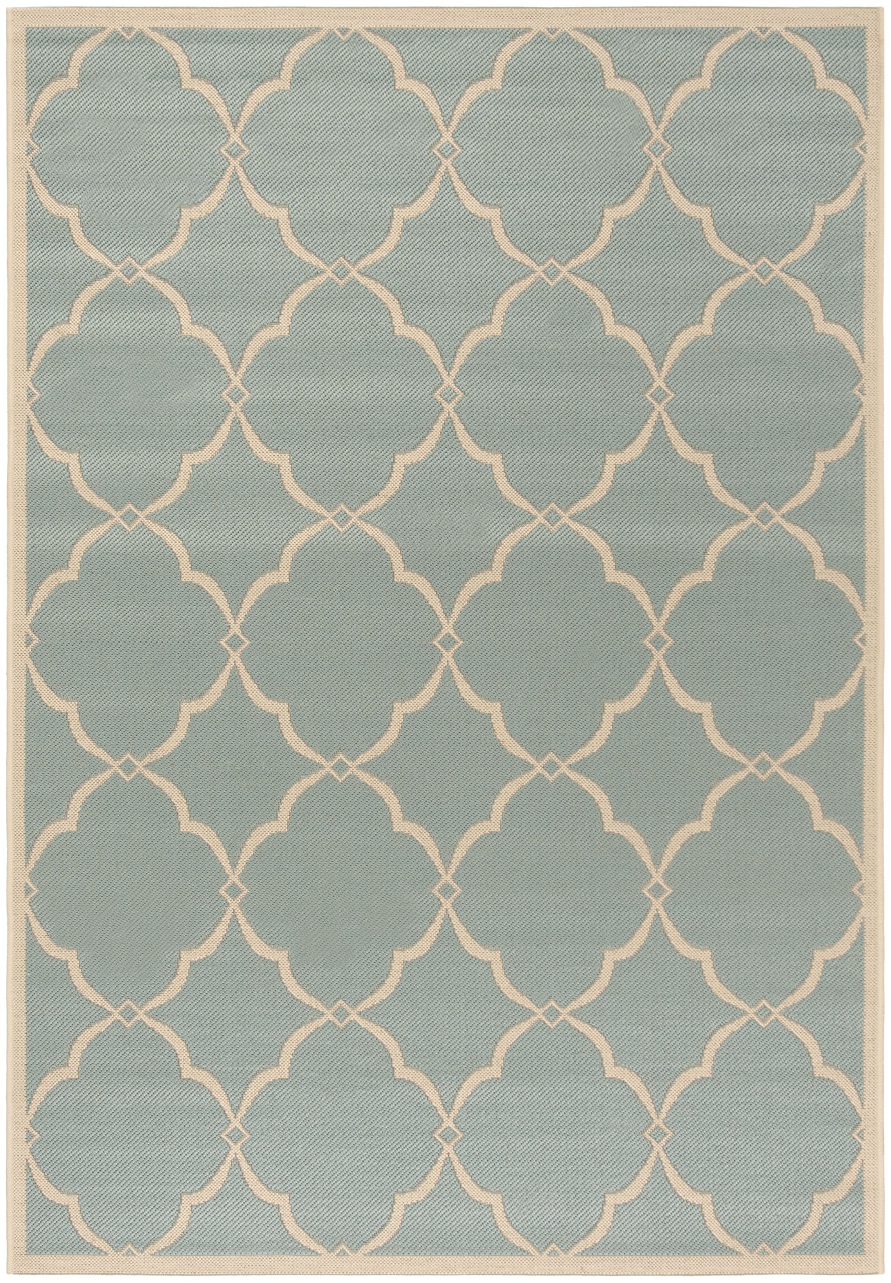 SAFAVIEH Linden Collection 9' x 12' Aqua & Cream Trellis Design Area Rug - Non-Shedding, Easy Care, Washable Indoor/Outdoor Rug - Perfect for Living Room, Bedroom, Patio, Backyard & Mudroom (LND125K)