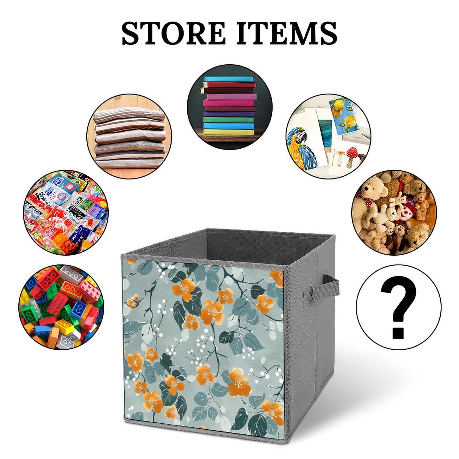 2-Pack Foldable Fabric Storage Bins with Handles - Collapsible Closet Organizer Baskets for Clothes, Toys & Home Organization (Floral Pattern) - Perfect for Bedroom, Nursery & Small Space Storage Solutions
