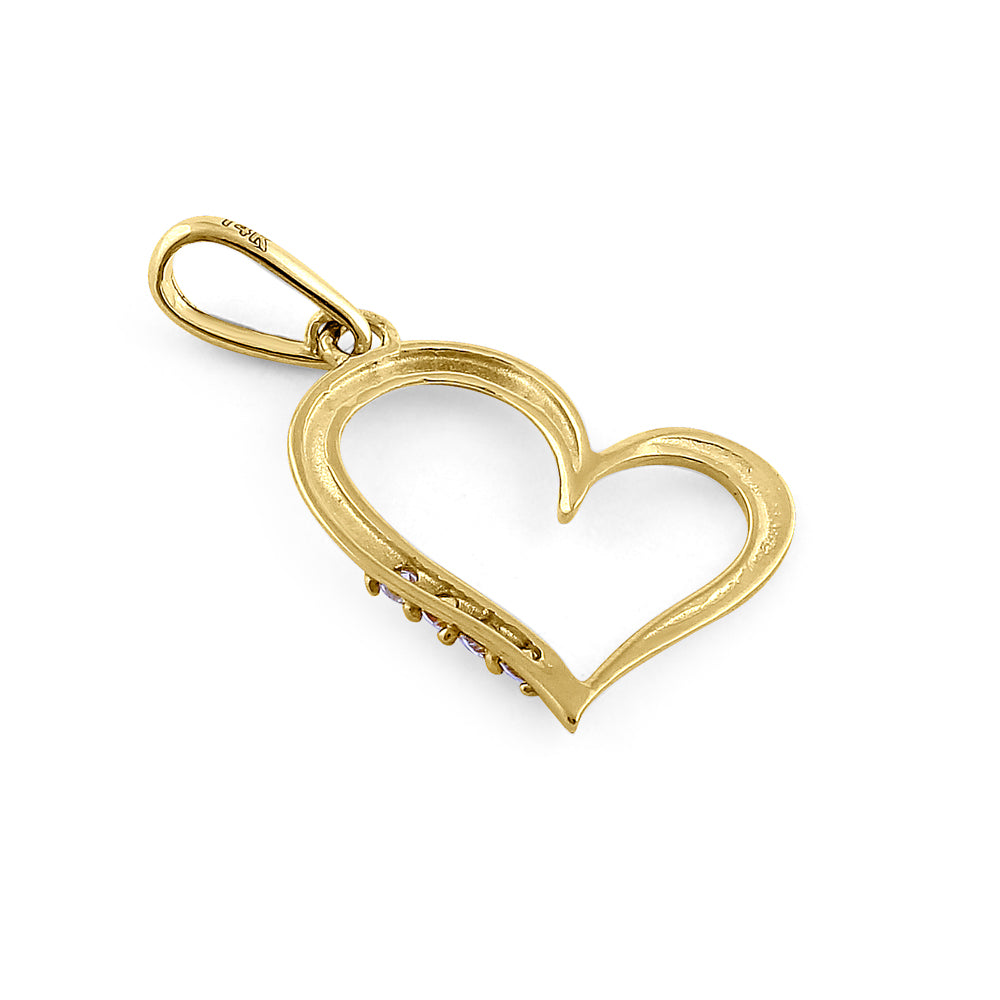 14K Yellow Gold Heart Diamond Pendant Necklace for Women - Dainty Minimalist Jewelry Gift for Her - Perfect for Valentine's Day, Anniversary & Everyday Wear