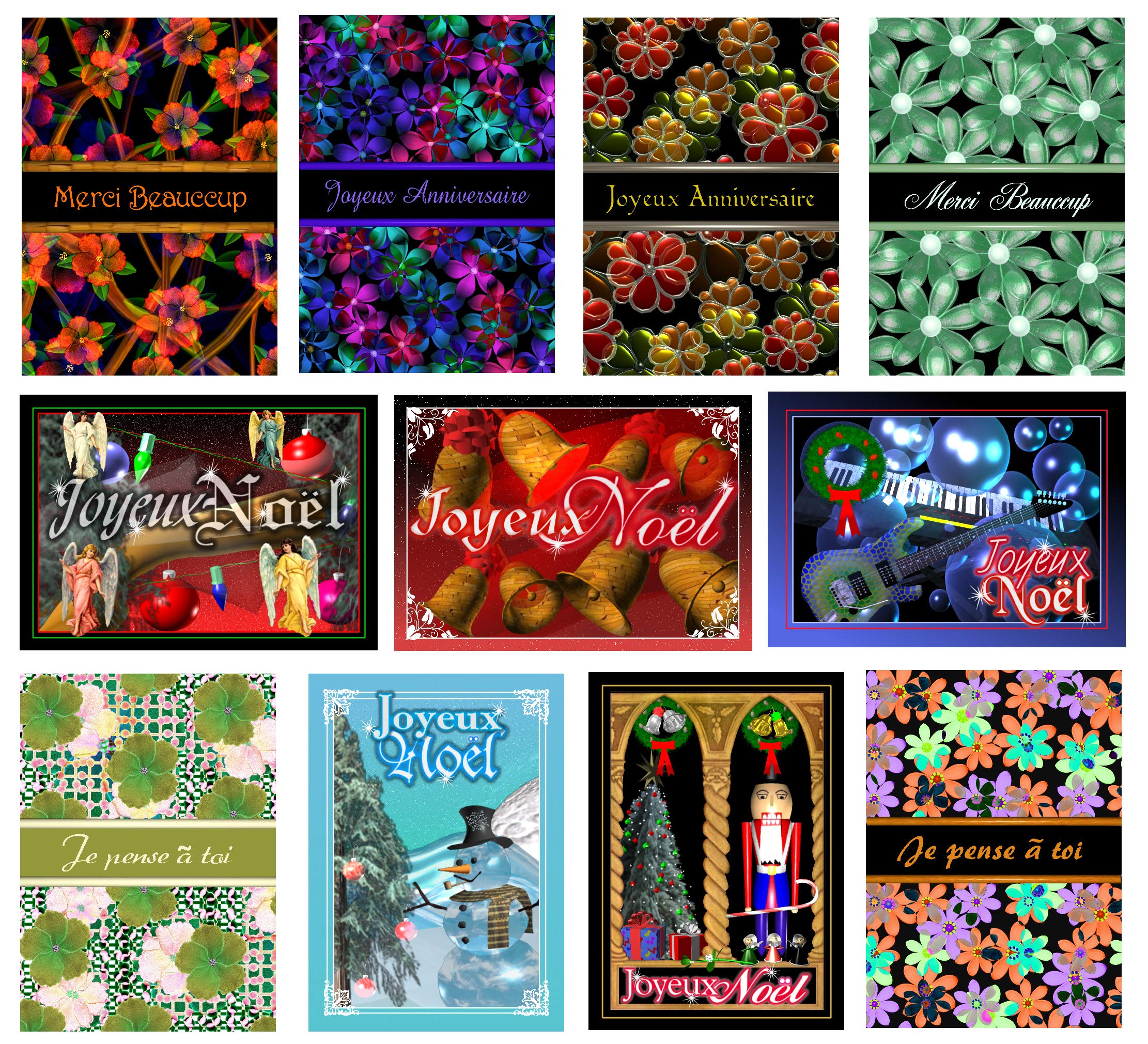 11-Pack French Christmas Greeting Cards - 5