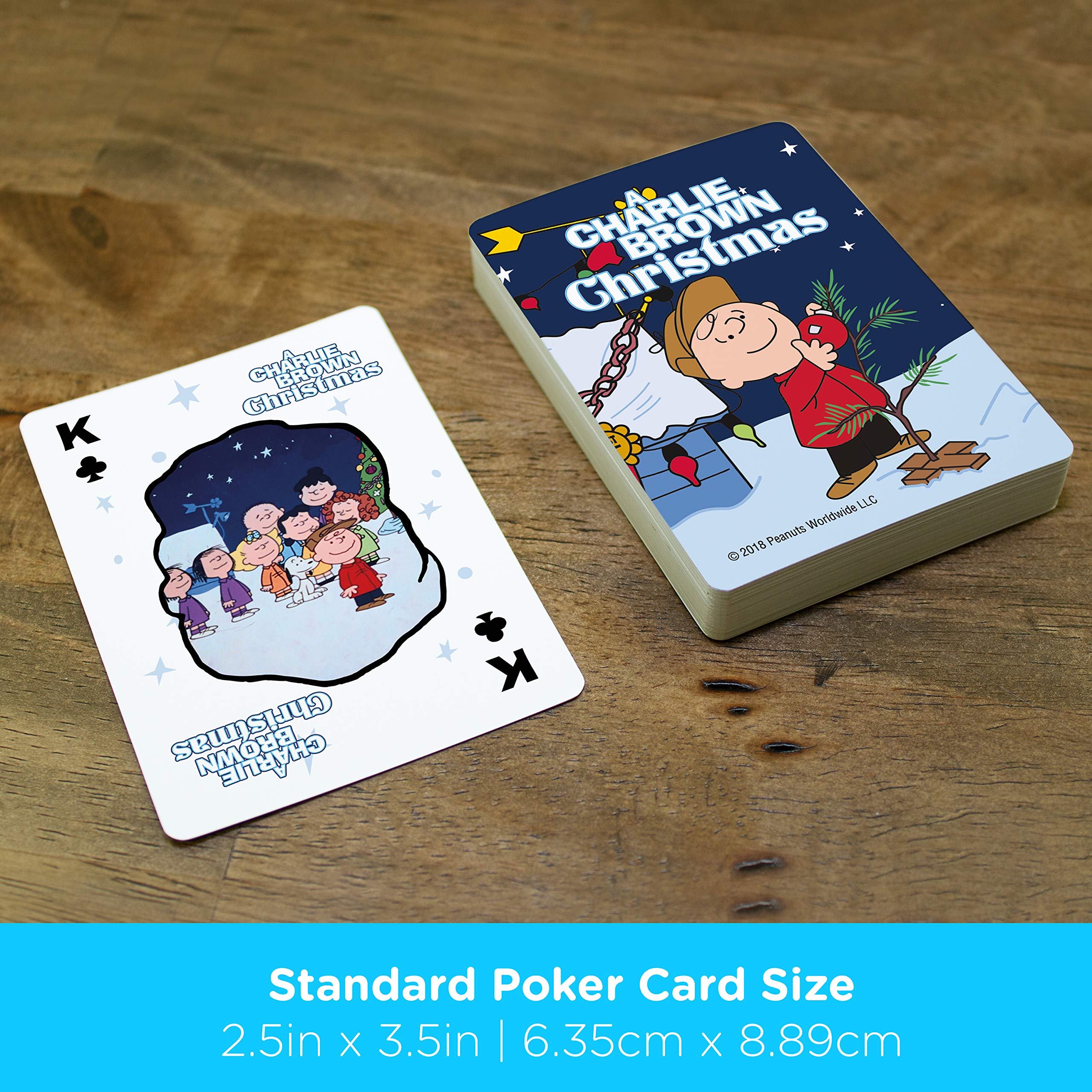 AQUARIUS Peanuts Charlie Brown Christmas Playing Cards - Holiday Themed Deck for Poker, Blackjack & Family Game Night - Officially Licensed Peanuts Collectible Merchandise - Perfect for Christmas Parties & Gift Exchanges