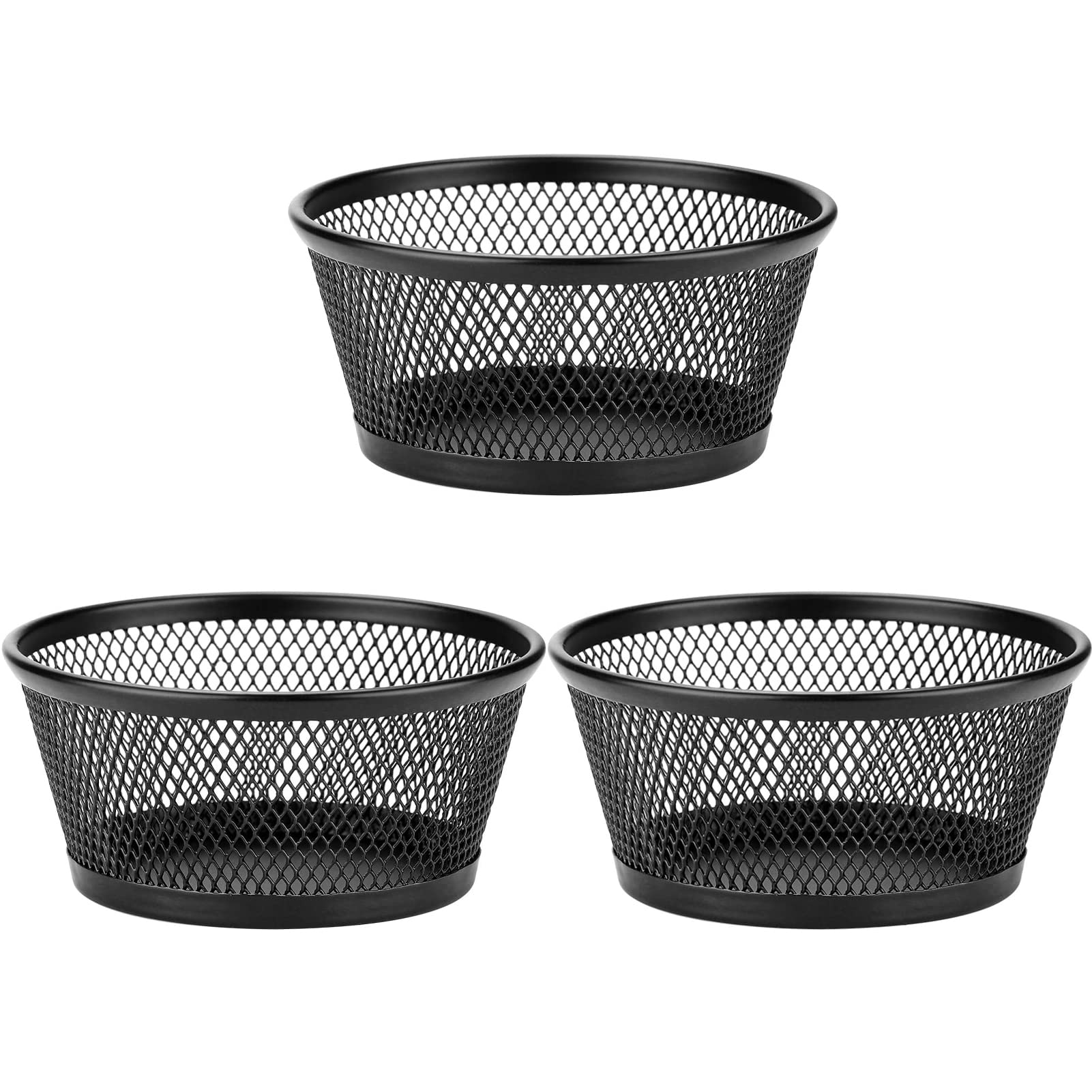 MaxGear 2-Pack Mesh Paper Clip Holders & Organizers with Business Card Holder - Desk Office Supplies for Paperclips, Binder Clips & Stationery - Perfect for Home Office, School & Workplace Organization