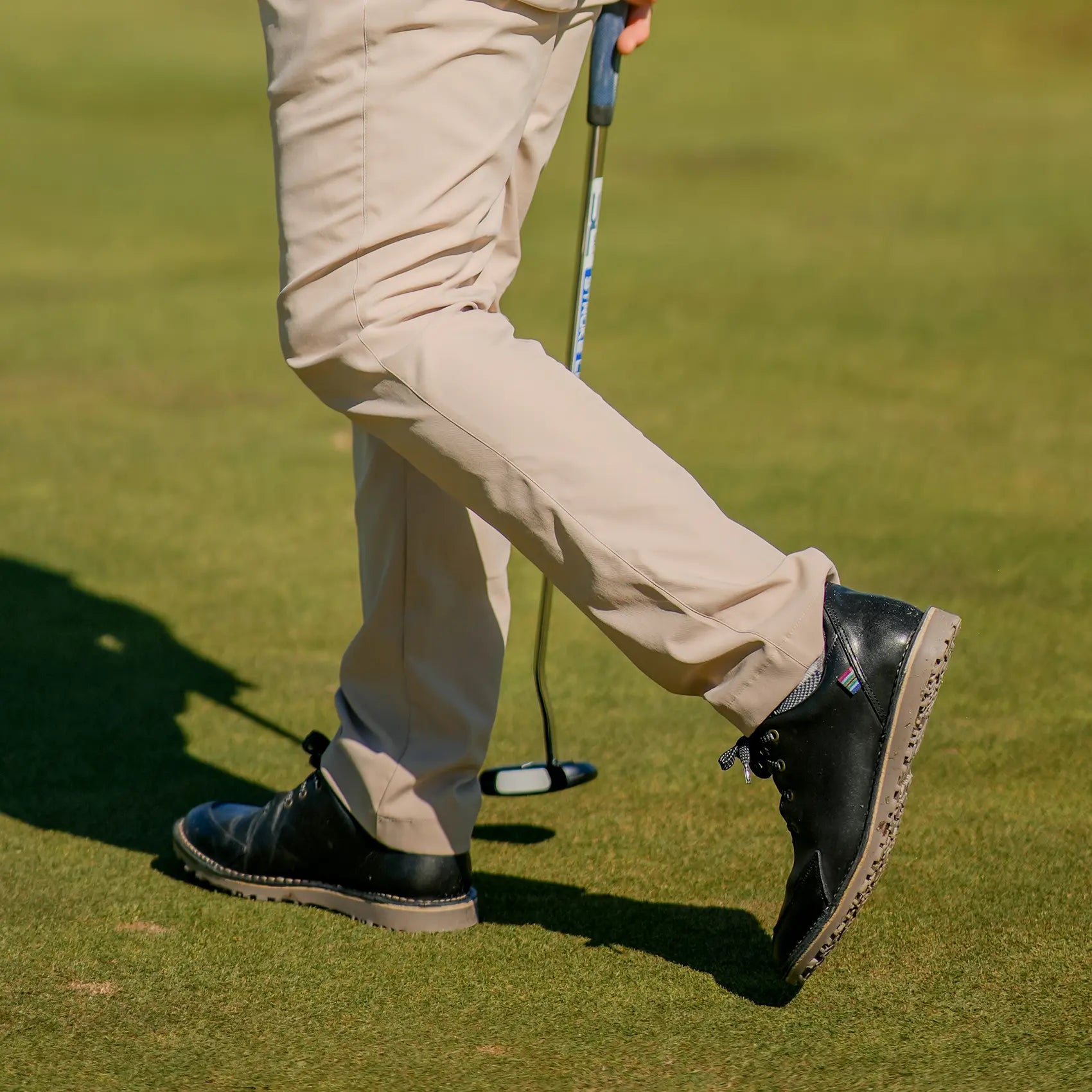 Veldskoen Birdie Golf Shoes for Men & Women - Black Leather with Grey Sole - Comfortable & Durable Spiked Golf Shoes for Walking Course, Driving Range, and Casual Wear