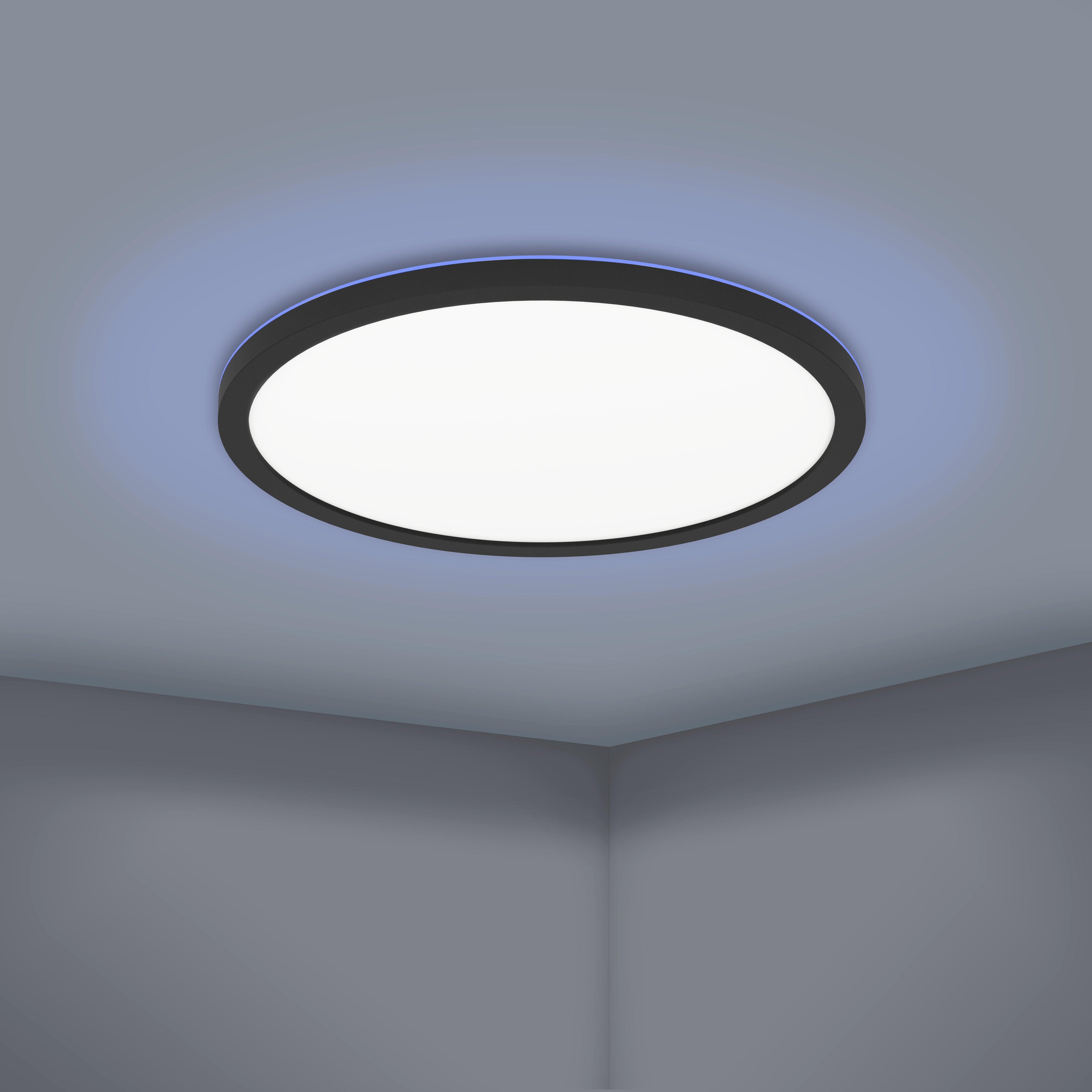 Eglo Connect Rovito Z Round Black Smart LED Flush Ceiling Light 42cm - Dimmable WiFi-Enabled Fixture for Bedroom, Kitchen & Living Room Lighting