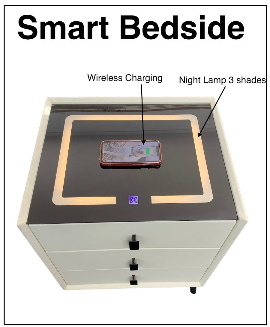 Smart Bedside Lamp with Wireless Charging - 3-Level Dimming, USB Ports, Night Light for Bedroom, Office & Nursery - Perfect for Reading, Working & Relaxing