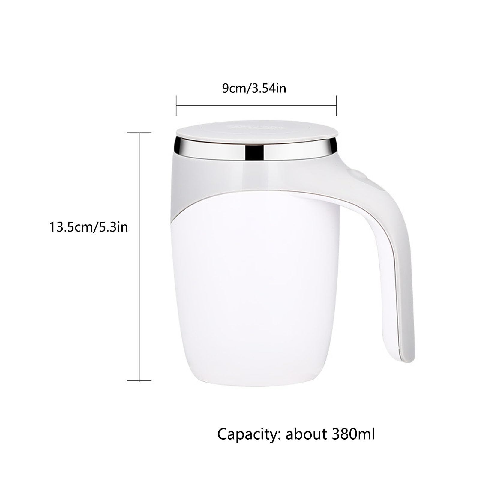 Self-Stirring Coffee Mug with Magnetic Technology - Automatic Stirring Travel Mug for Office, Home & Camping - White Insulated Coffee Cup with Lid (Perfect for Hot Drinks, Tea & Instant Coffee)