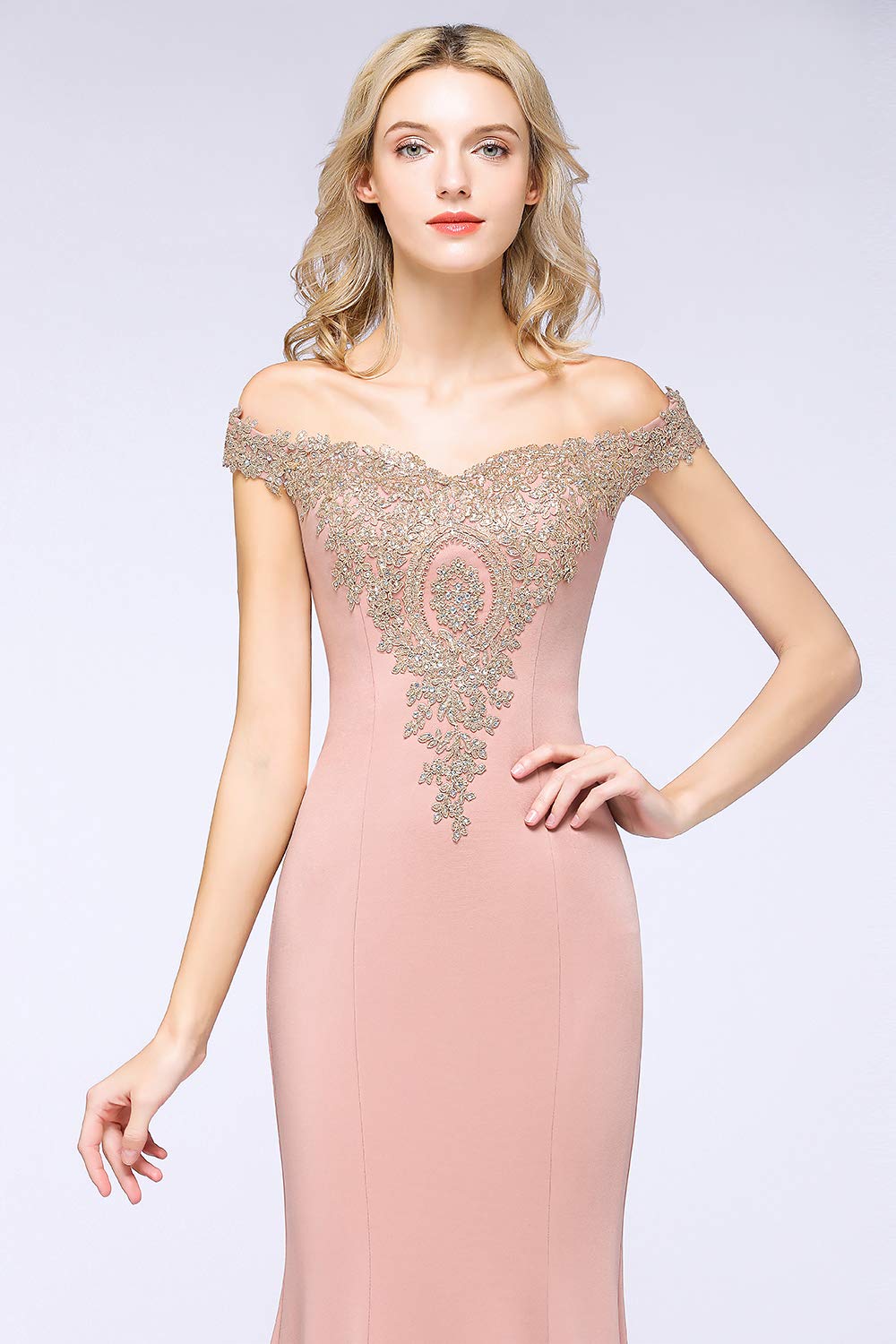 Elegant Off-Shoulder Gold Applique Mermaid Prom Dress for Women - Formal Evening Gown for Wedding, Party & Special Occasions