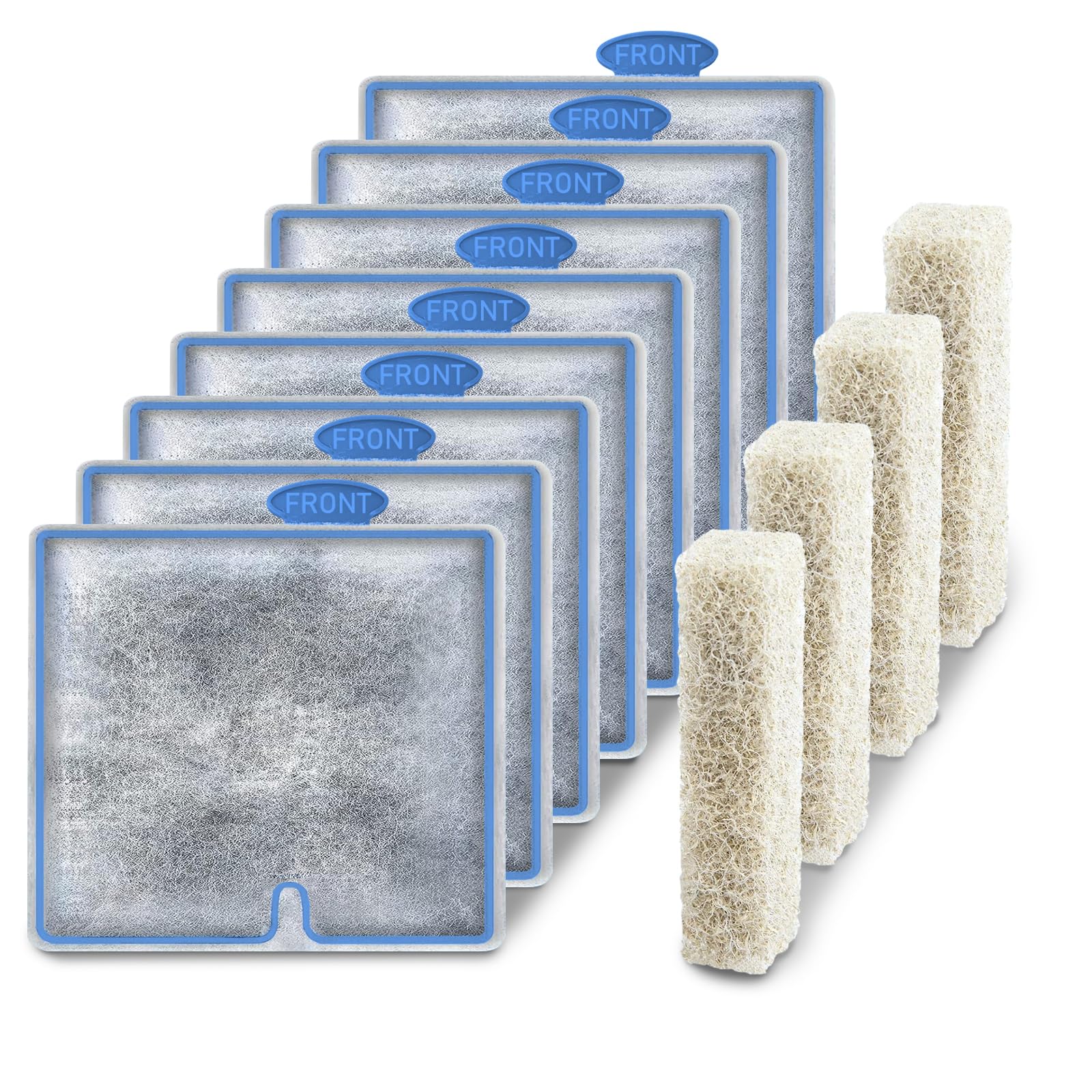 8 Pack Filter Cartridge & 4 Pack Ammonia Reducer Filter Pads for Aqueon QuietFlow LED PRO - Medium Replacement Cartridges Compatible with Power Filter Size 10, E Internal Power Filter Size 20 - Perfect for Aquarium Maintenance & Water Quality Control