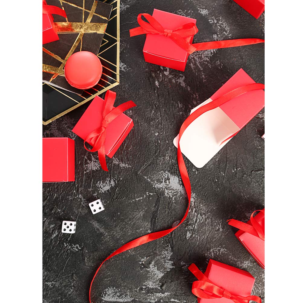 Premium Red Gift Candy Boxes Bulk - 2x2x2 Inches with Elegant Red Ribbon - Pack of 50 - Perfect for Wedding Favors, Birthday Parties & Holiday Gifts