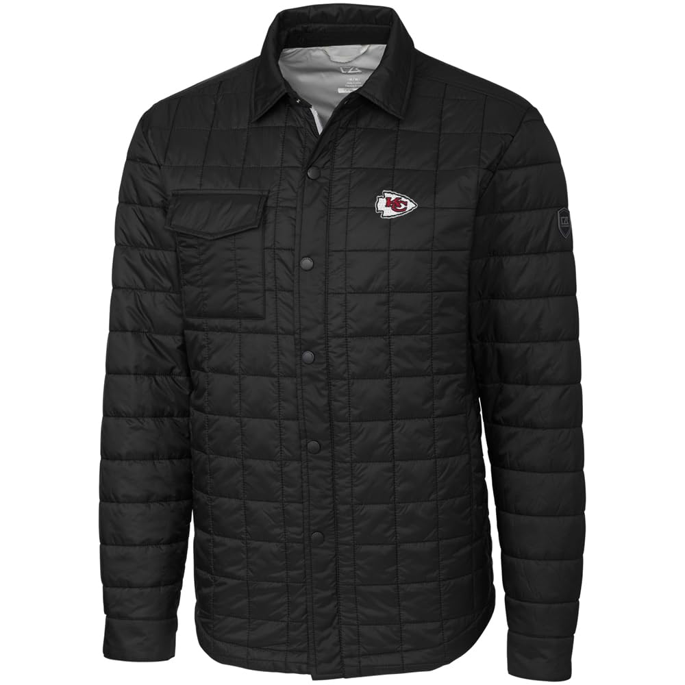 Cutter & Buck Men's NFL Rainier Shirt Jacket - Waterproof Windbreaker for Outdoor Sports & Casual Wear
