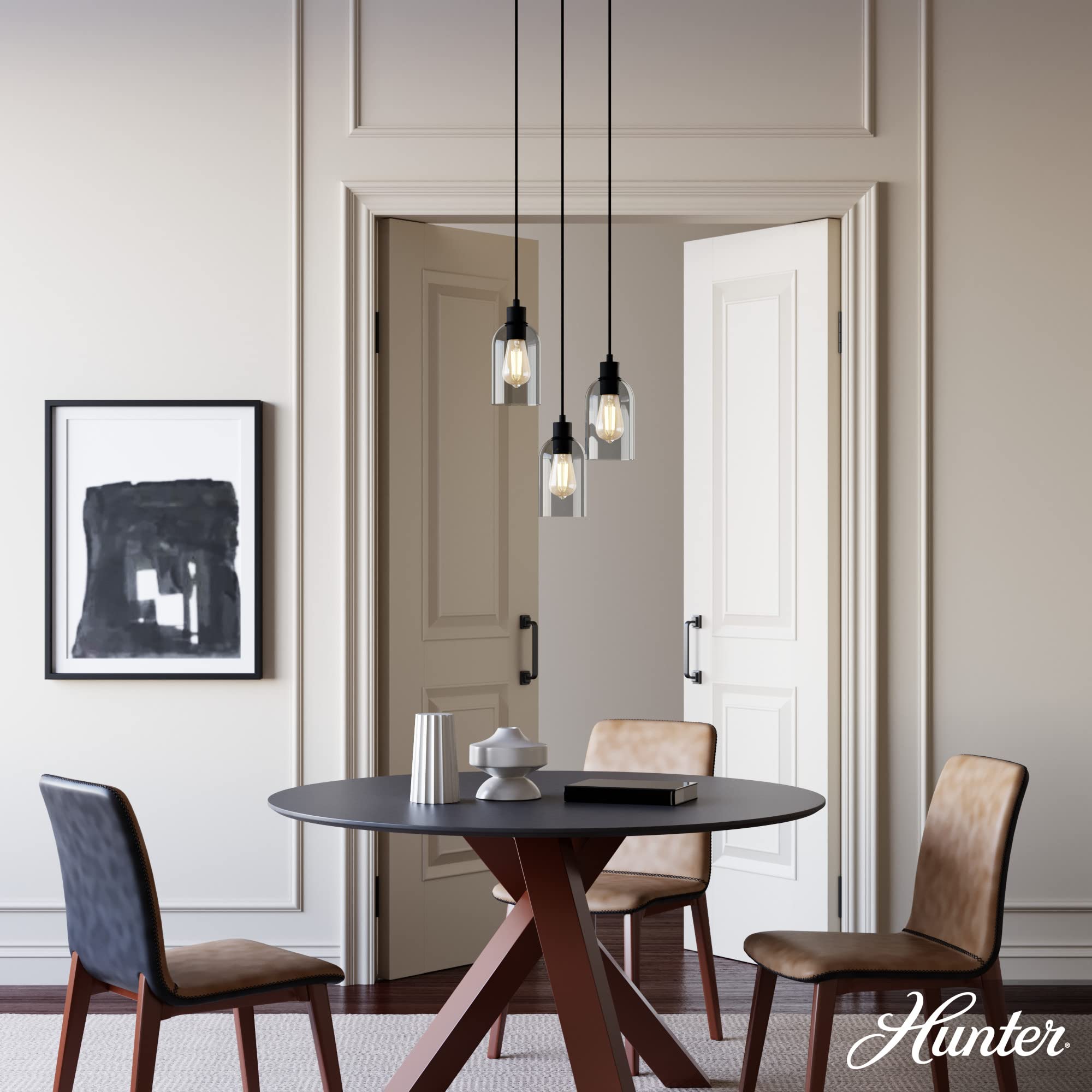 Hunter Fan Company 19719 Lochemeade 5-Light Cluster Pendant Ceiling Light Fixture - Natural Iron Finish - Perfect for Dining Room, Kitchen Island or Entryway Lighting