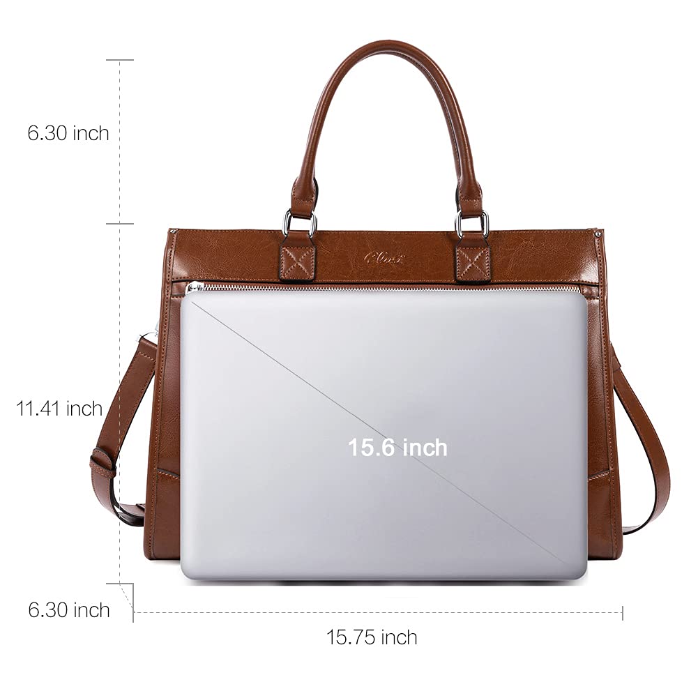 CLUCI Genuine Leather Briefcase for Women - 15.6 Inch Laptop Business Bag, Professional Work Tote Handbag for Office, Commuting & Business Travel