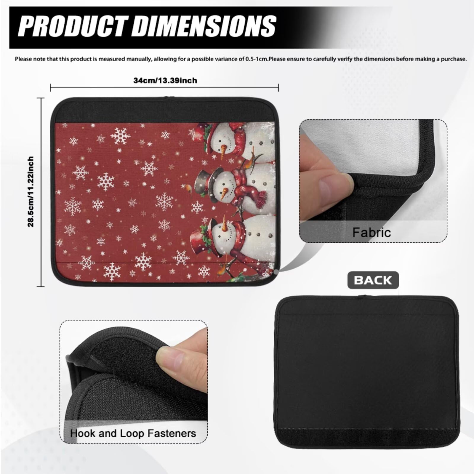 Snowman Snowflake Wheelchair Armrest Pads - 2 Pack Comfortable Cushions for Adults | Fits Office Chairs, Transport Wheelchairs & Mobility Scooters | Christmas-Themed Accessories for Home, Hospital & Holiday Decor