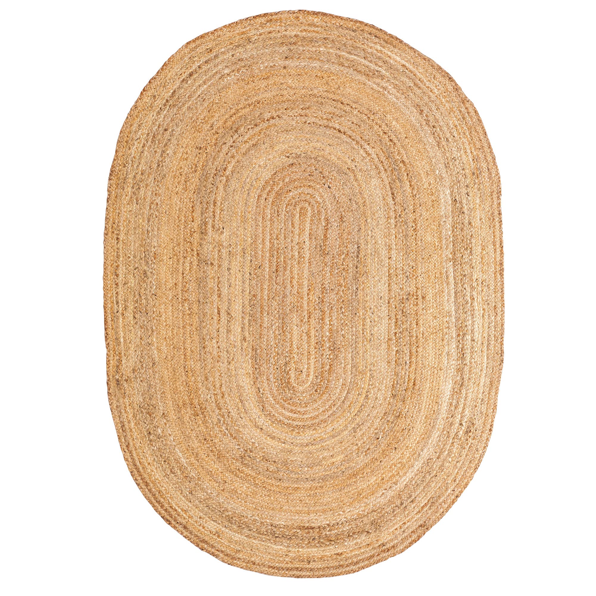 Boho Chic Oval Jute Rug - 5' x 7' All Natural Handwoven Braided Carpet in Soft Beige | Eco-Friendly Floor Decor for Living Room, Bedroom & Boho Style Home