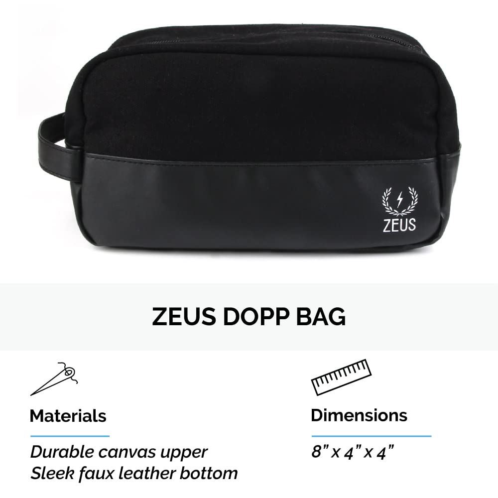 ZEUS Essential Body Care Kit with Travel Dopp Bag – Shea Butter Body Wash, Toiletry Bag, Wash Cloth & Verbena Lime Deodorant Body Spray for Men | Gym, Travel & Everyday Use