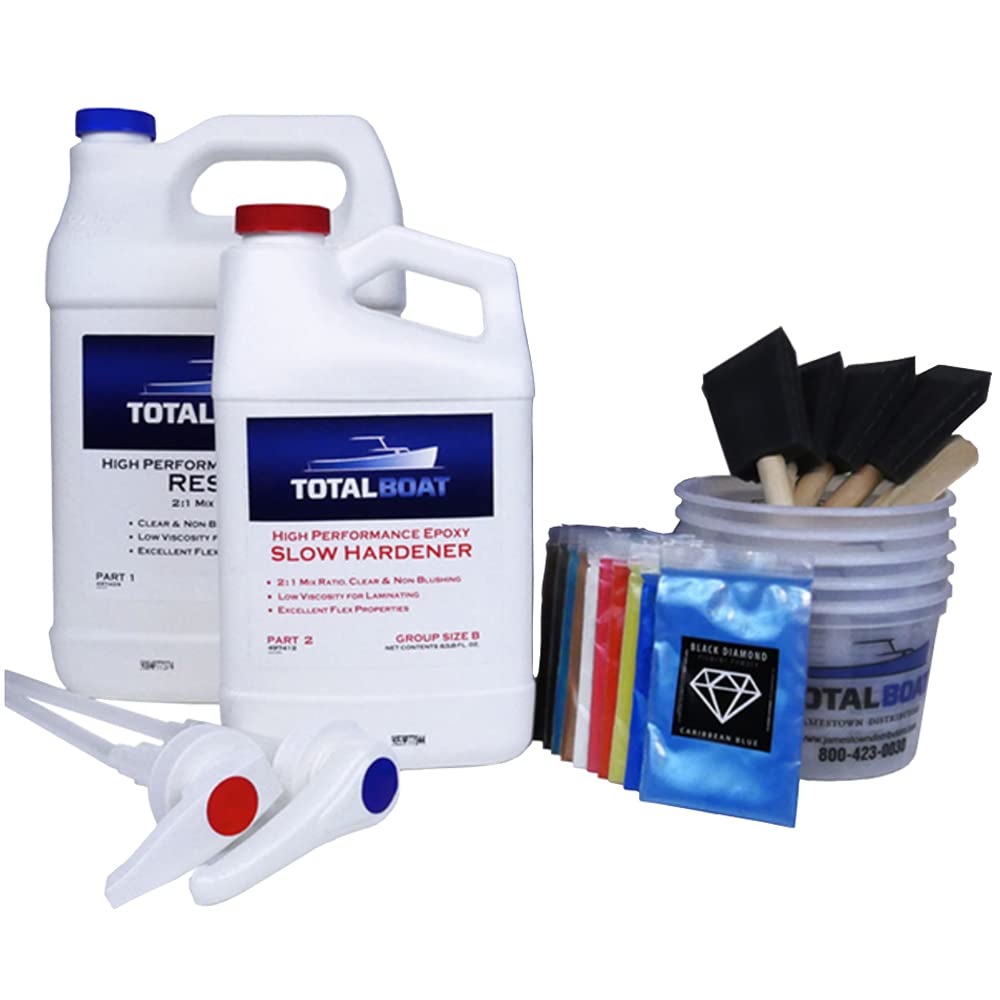 TotalBoat DIY Epoxy River Table Kit (1 Gallon) - Complete Set with High-Quality Resin, Tools & Color Pigments for Crafting Stunning Epoxy River Bar Tops, Coffee Tables, Dining Tables, Nightstands & Live Edge Furniture - Perfect for Home Decor, Office Spaces & DIY Woodworking Projects