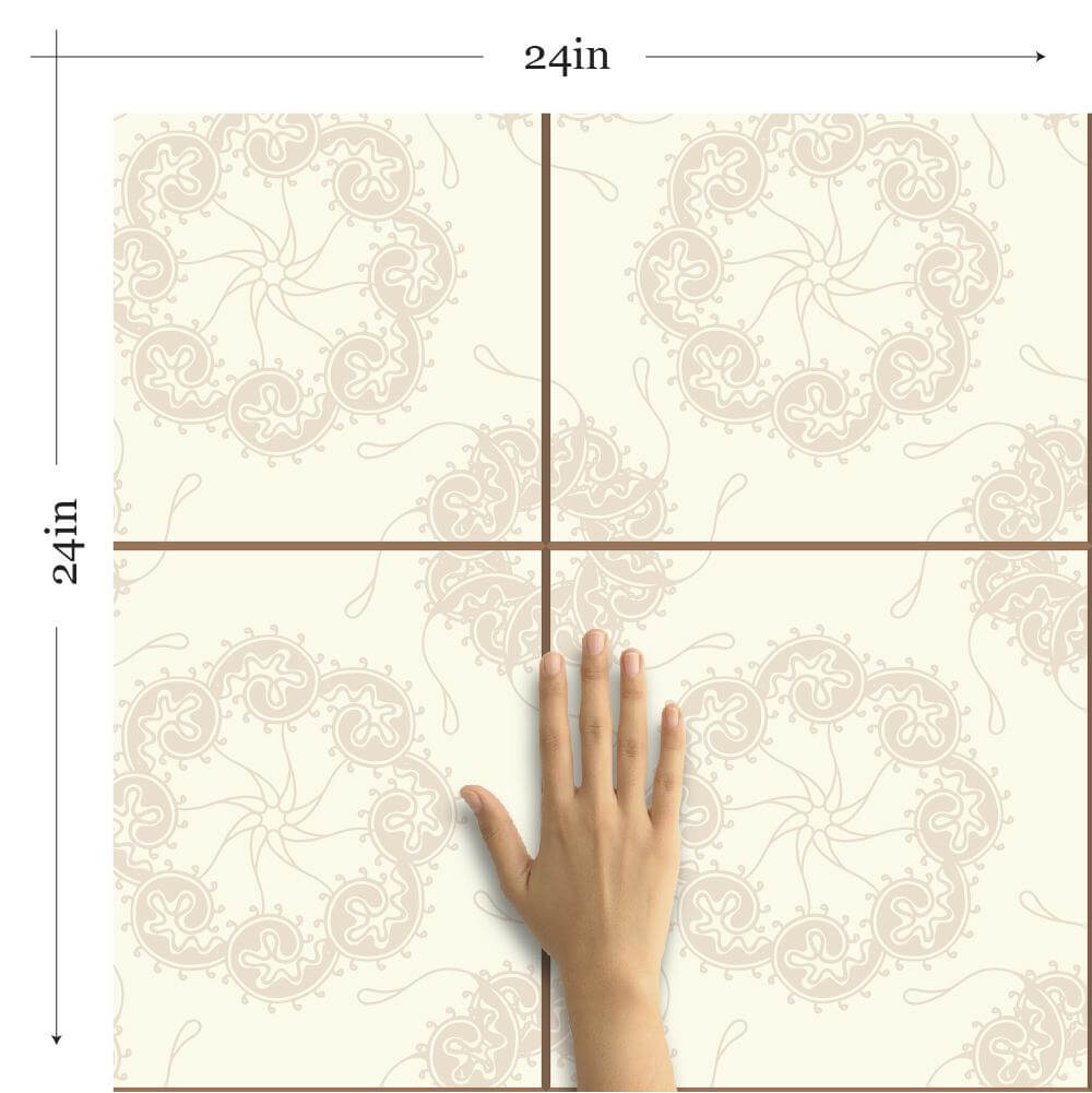 Champagne Medallion Tile Adhesive Peel and Stick Removable Wallpaper - Self-Adhesive Decorative Wall Covering for Kitchen, Bathroom & Home Decor