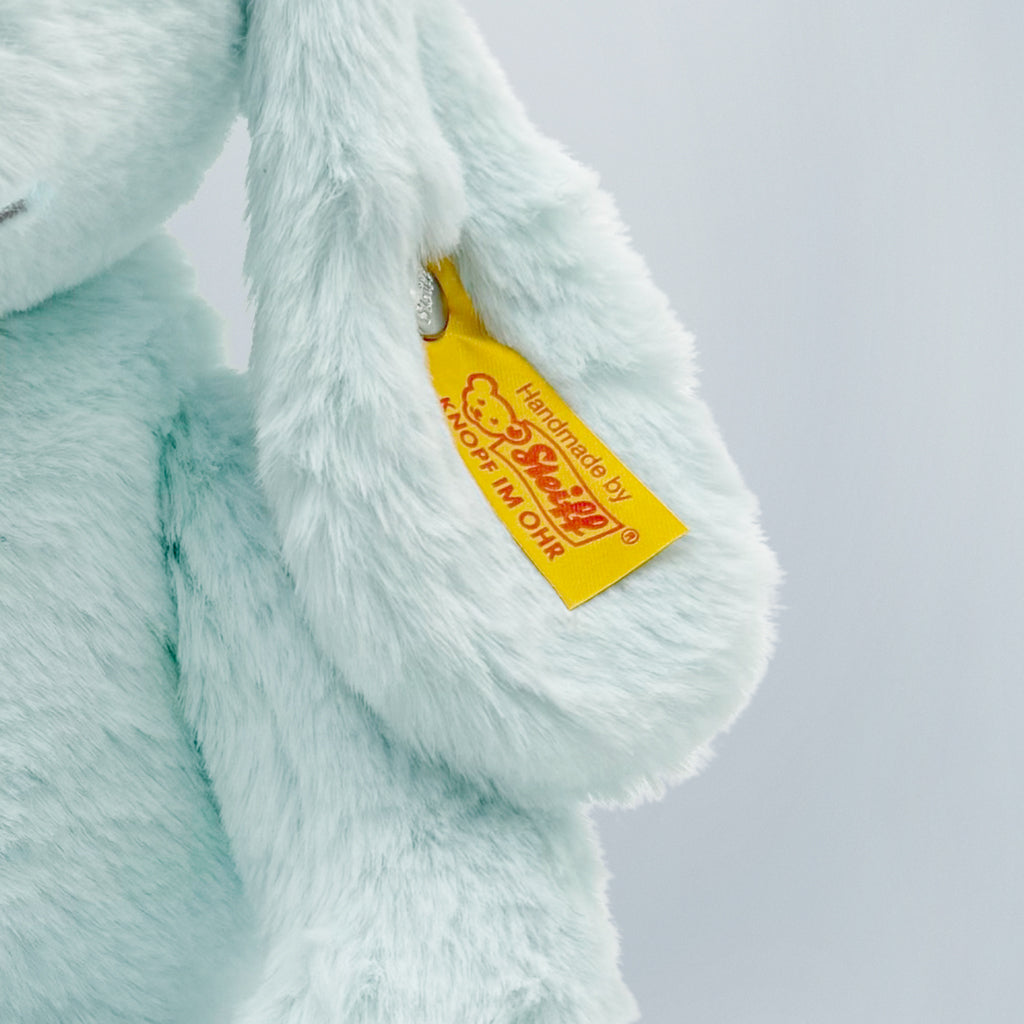 Steiff My First Steiff Hoppie Blue Rabbit Plush Toy - Perfect Baby Shower Gift & Nursery Decor for Newborns