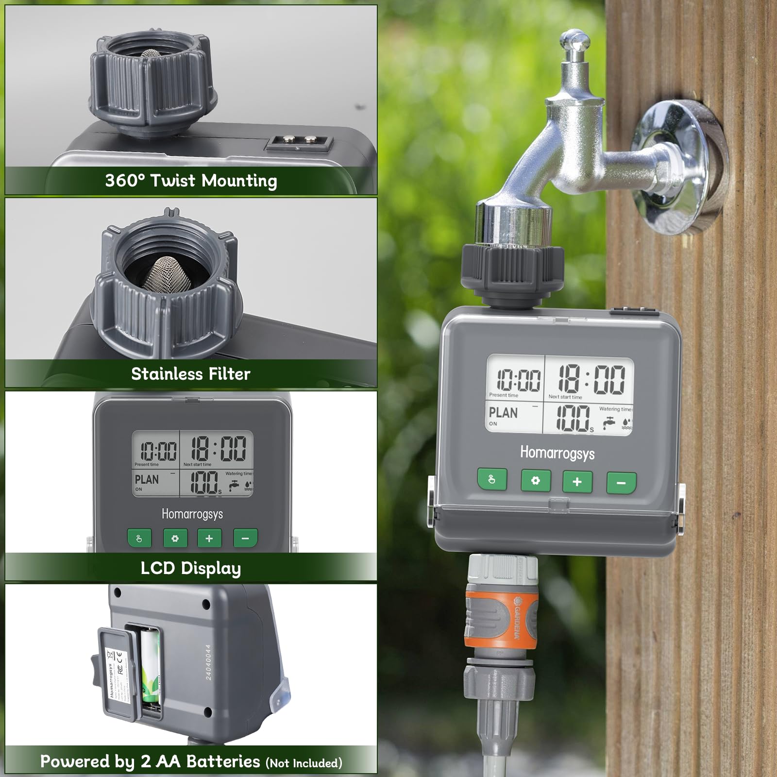 Smart Sprinkler Timer for Garden Hose - Programmable Water Timer with Rain Delay, 3 Watering Modes & Digital Display | Outdoor Irrigation Controller for Lawn, Yard, Garden | Perfect for Automatic Watering Systems (1 Outlet) | Save Water & Keep Plants Healthy