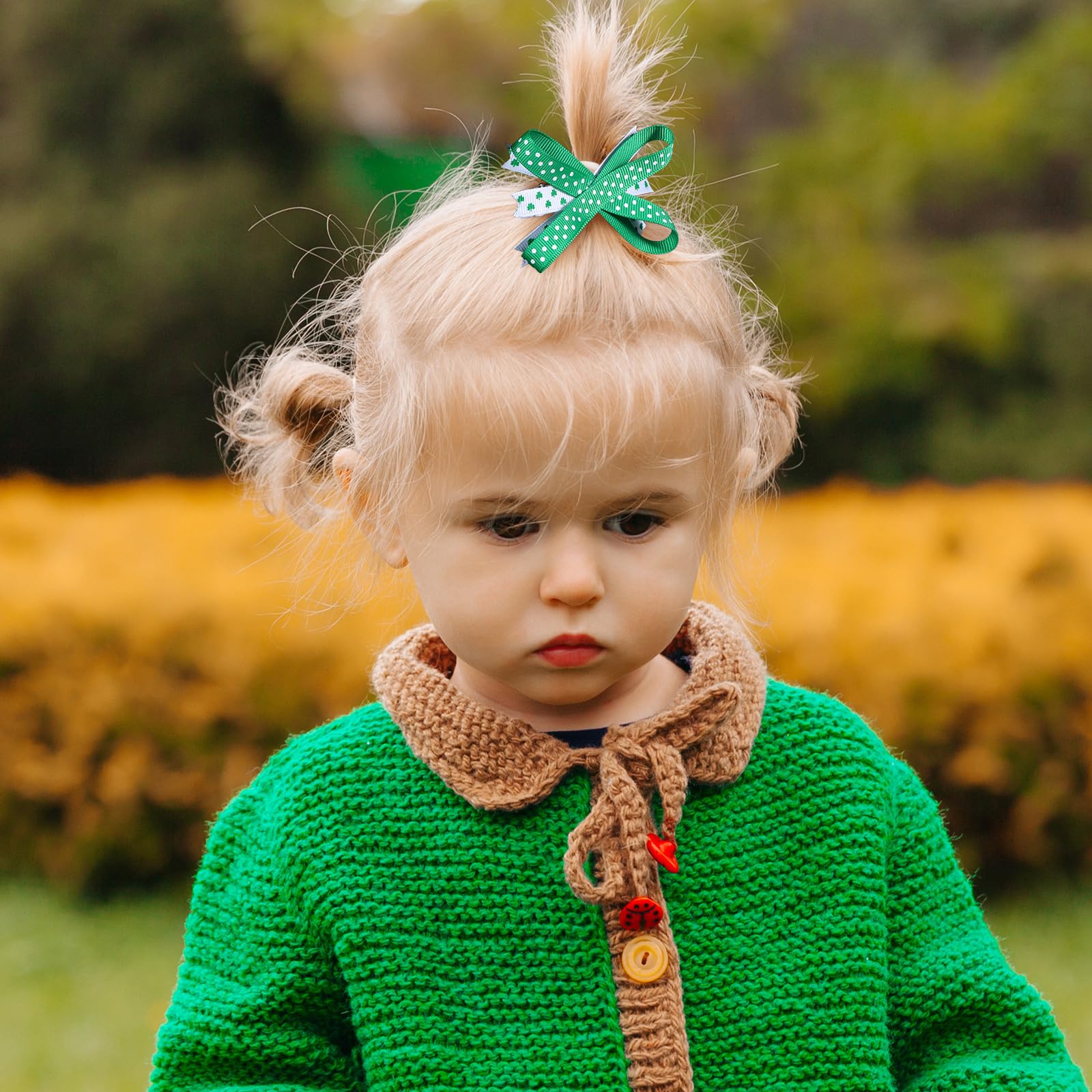St. Patrick's Day Hair Bow Clips - Shamrock Alligator Barrettes, Irish Green Clover Hair Pins for Women, Girls, Teens & Toddlers - Perfect for St. Patty's Day Parties, Costumes & Cheerleading Accessories