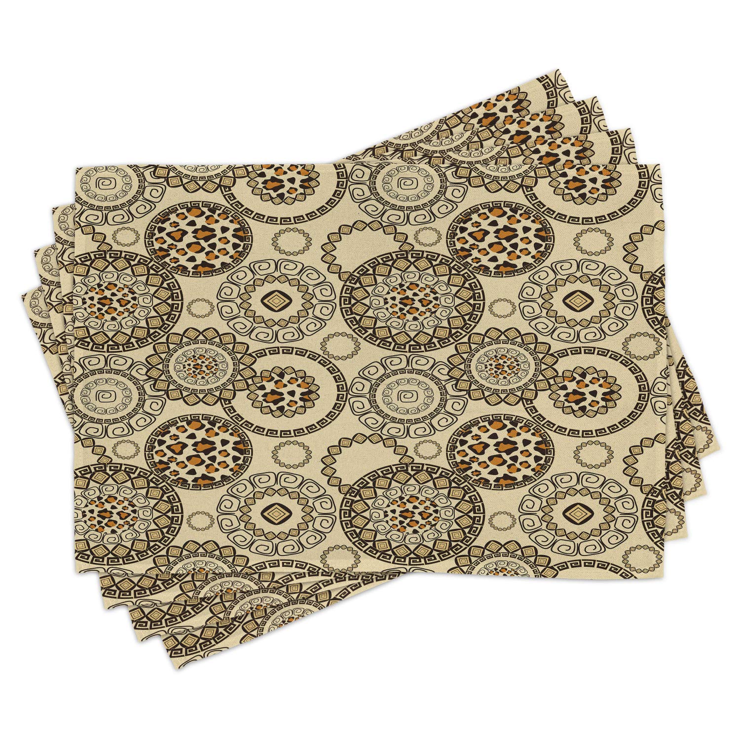 Ambesonne 4-Pack Animal Print Placemats - Cheetah Savannah Pattern in Neutral Brown/Beige, Washable Fabric Dining Table Mats for Home & Restaurant Use - Perfect for Dinner Parties, Daily Meals & Decorative Table Setting