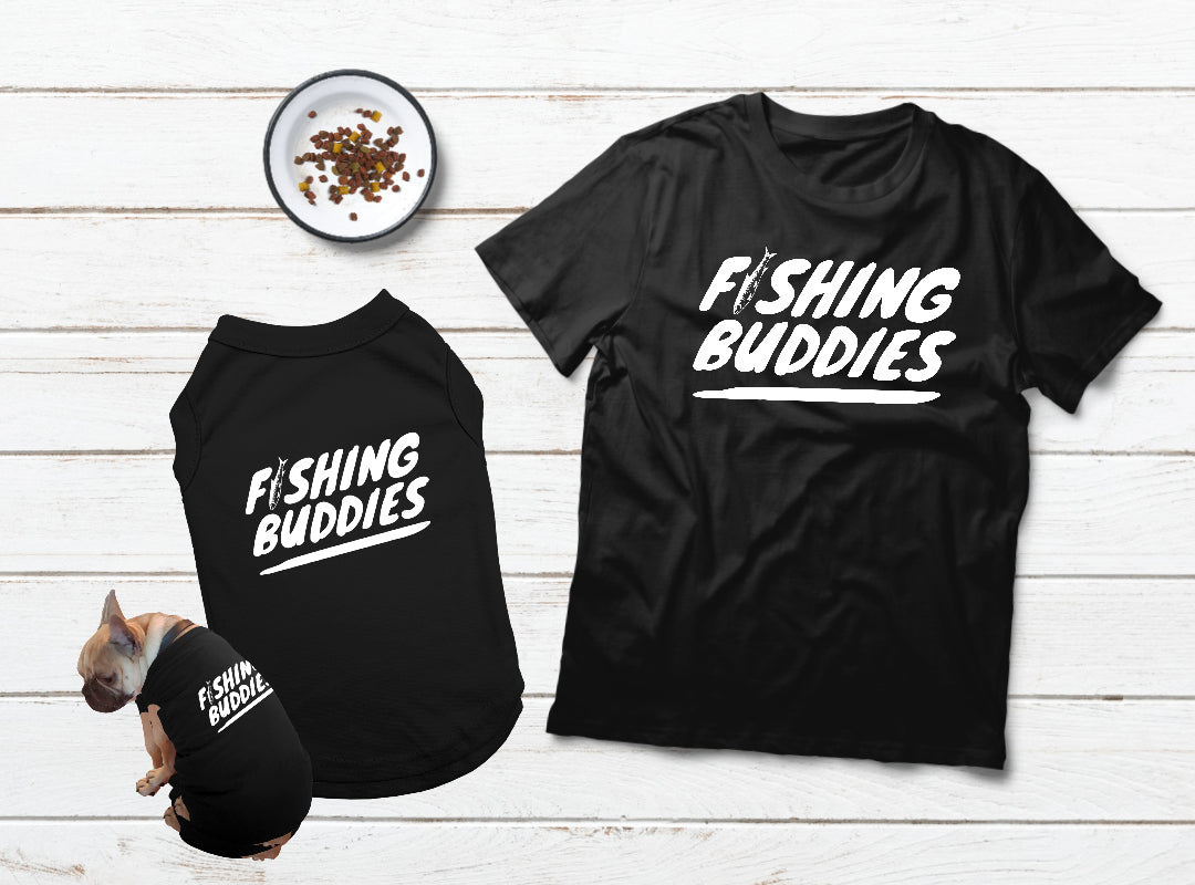 Matching Dog and Owner Shirts for Fishing - Cute Pet & Human Matching Outfits for Fishing Trips, Outdoor Adventures, and Family Photos