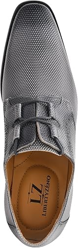 LIBERTYZENO Men's Genuine Leather Oxford Dress Shoes - Classic Tread Design Lace-Up Formal Shoes for Business, Wedding & Easter Gifts