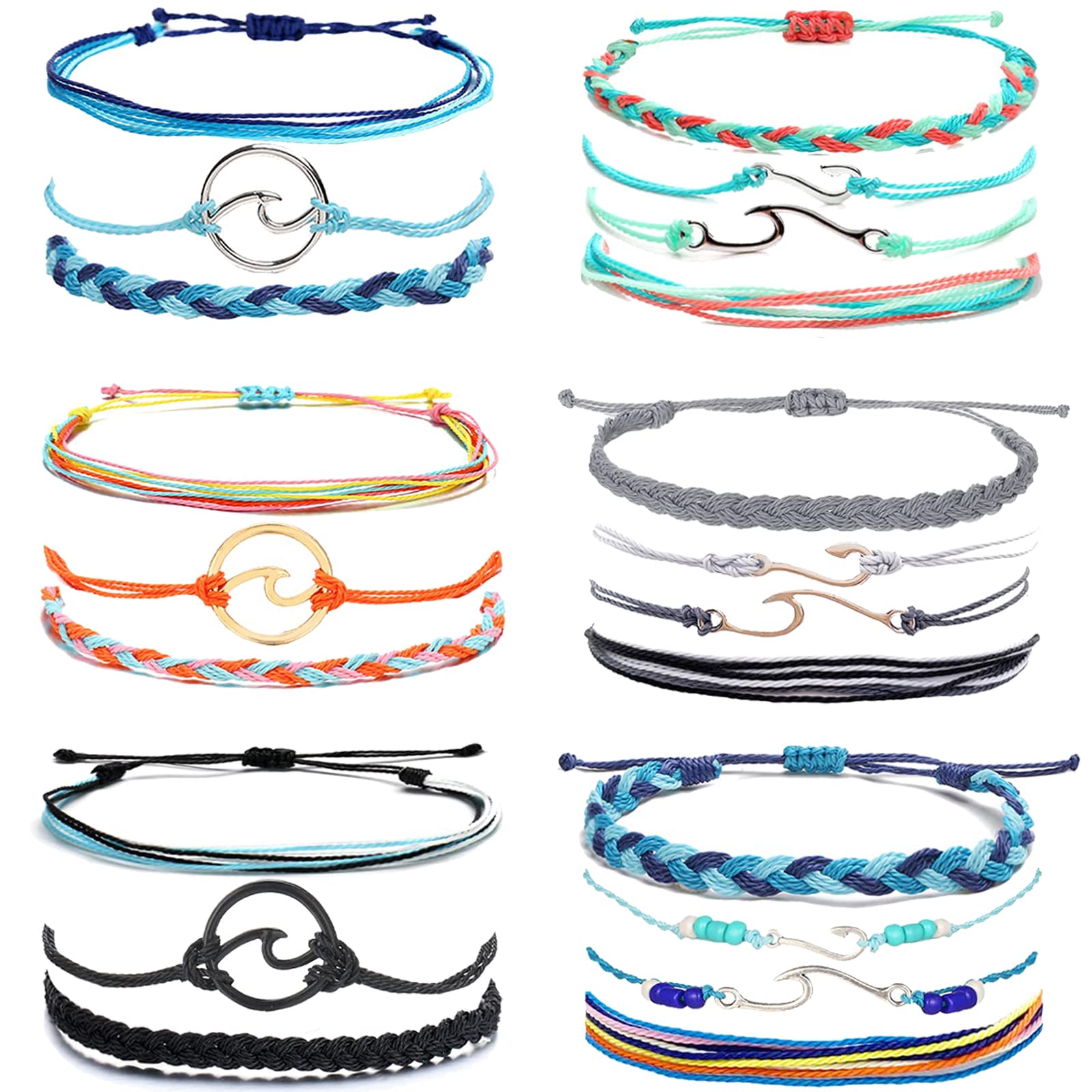 VSCO String Bracelets for Teen Girls & Women - Waterproof Boho Rope Bracelets, Surfer Wave Bracelets - Perfect for Summer Beach, Festival, and Everyday Boho Style Accessories