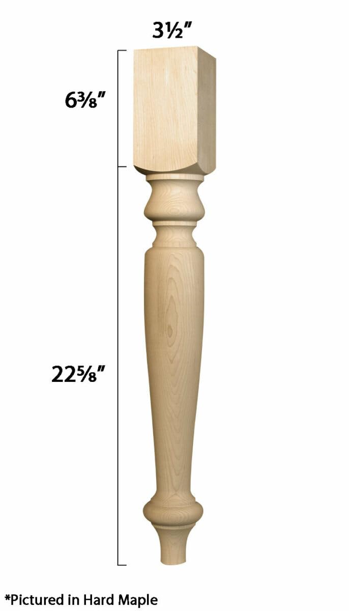 Osborne English Country Dining Table Legs - Set of 4 Unfinished Knotty Pine Wood Legs for Dining Tables & Desks | Ready to Stain | Perfect for Farmhouse, Rustic & DIY Furniture Projects