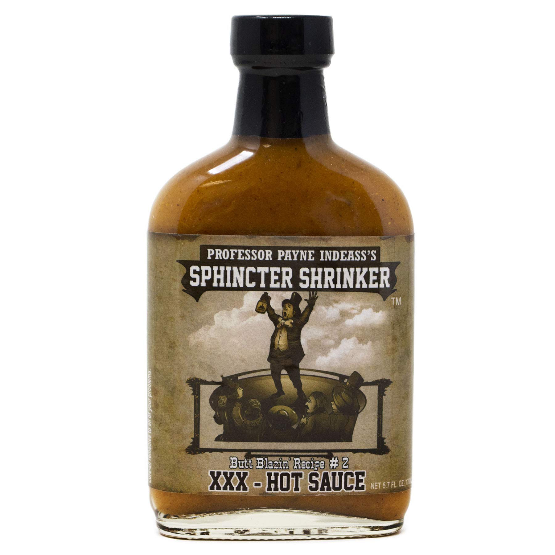 Professor Payne's Sphincter Shrinker XXX Hot Sauce - 170ml Bottle | Extreme Heat Ghost Pepper Sauce for Tacos, Wings & Chili | Gourmet Hot Sauce for Spicy Food Lovers
