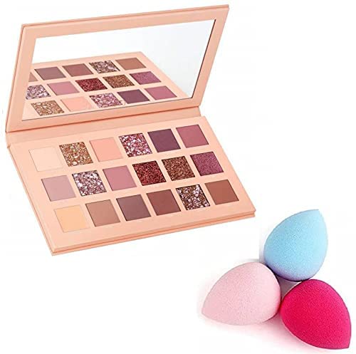 RETRIX 18-Color Eyeshadow Palette with 3 Makeup Sponges - Professional Makeup Kit for Day & Night Looks | Perfect for Parties, Weddings & Special Occasions