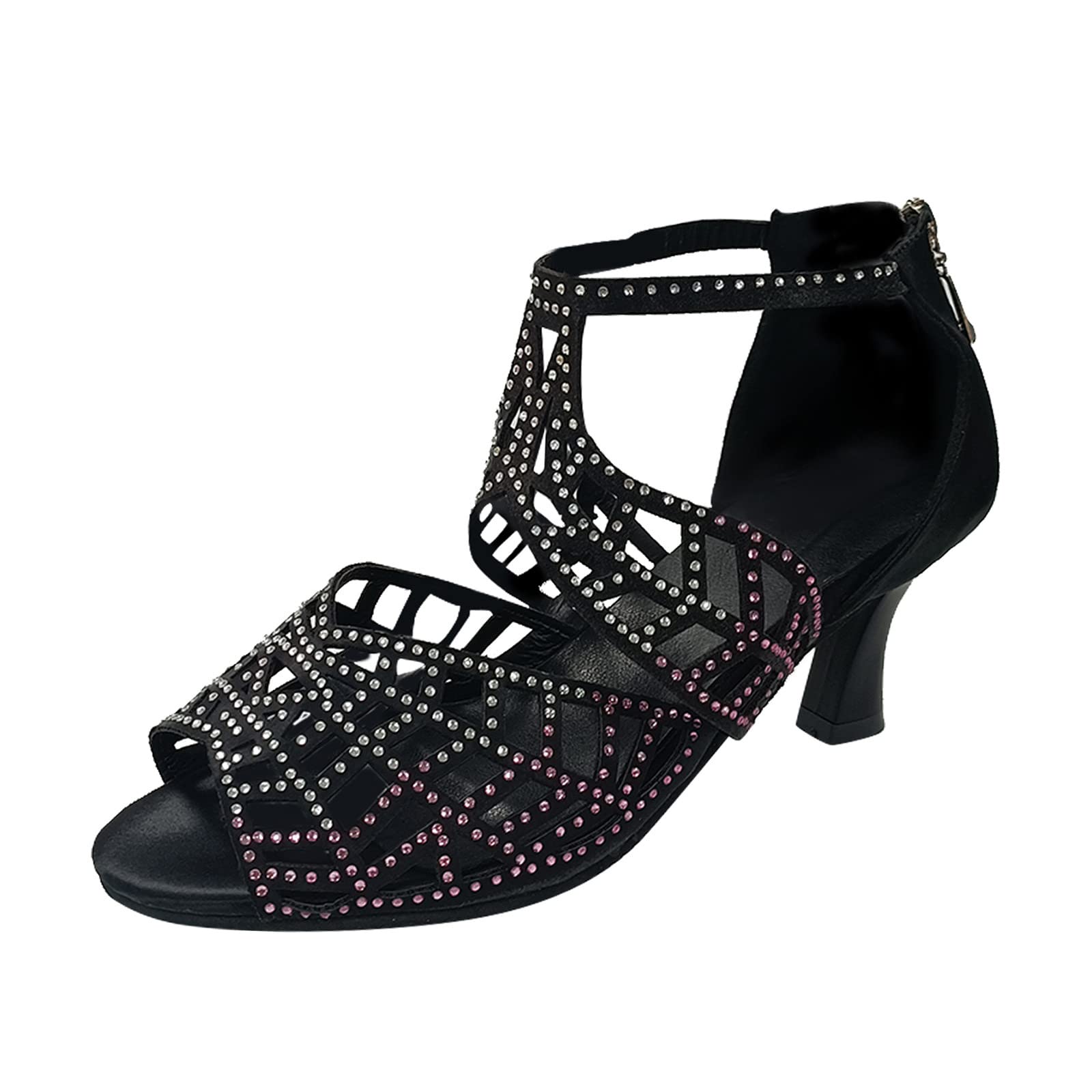 Stylish Women's Rhinestone Wedge Sandals with Zip Back & Peep Toe Design - Perfect for Dancing, Parties, and Summer Outfits