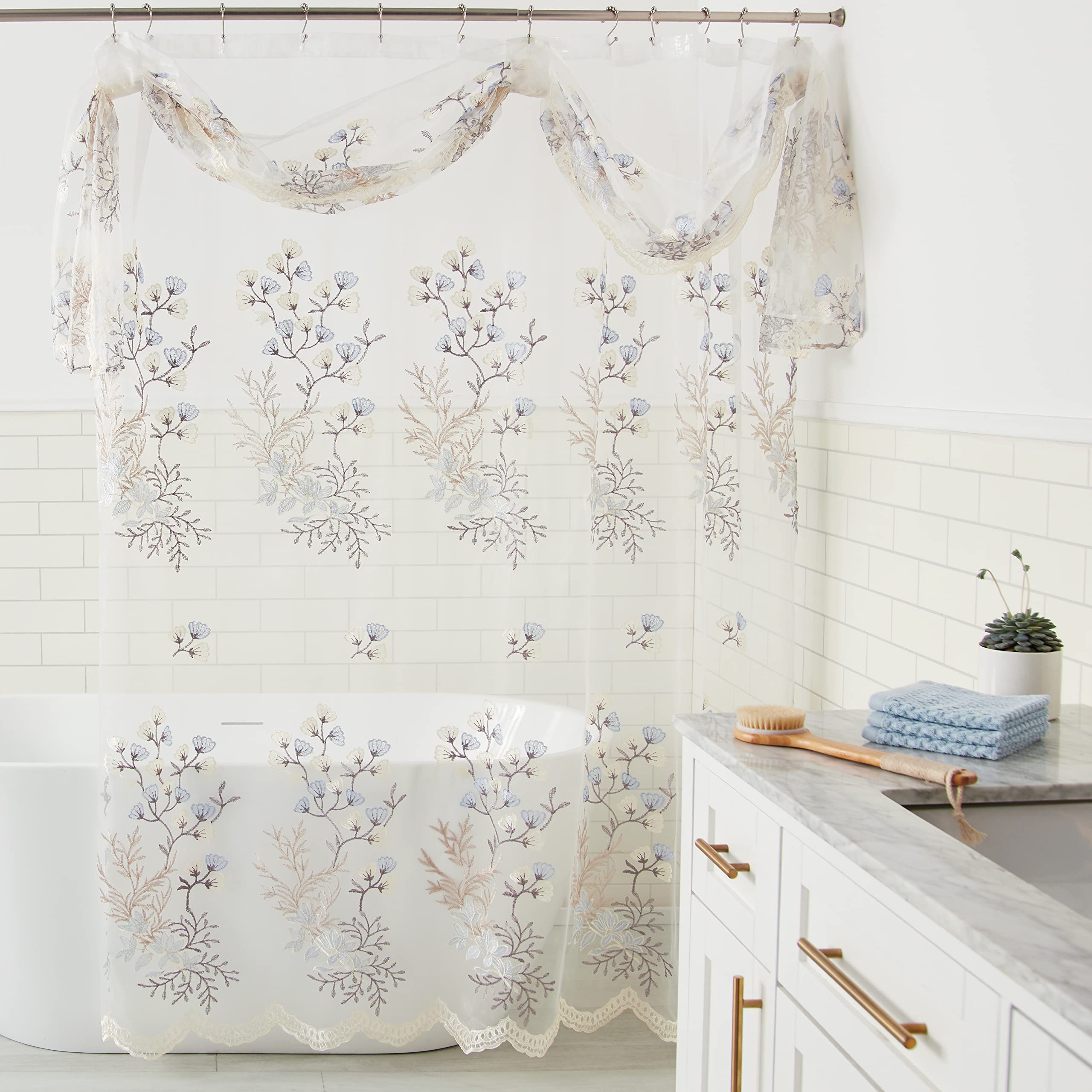 Stylish Beige Capri Bath Shower Curtain - Waterproof & Mold Resistant for Bathroom Decor - Perfect for Modern Bathrooms & Spa-Like Showers