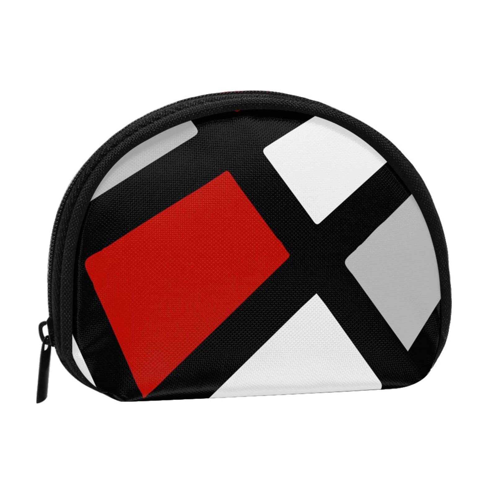 Washable & Durable Zipper Coin Pouch for Women - Small Makeup Bag, Pencil Case, Travel Organizer for Outdoor Sports (Red, Gray, Black, White Geometric Pattern) - Perfect for Gym, Travel & Daily Essentials Storage