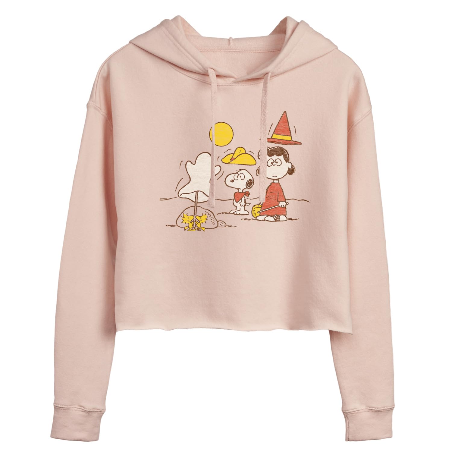 HYBRID APPAREL Peanuts Snoopy and Lucy Juniors Cropped Pullover Hoodie - Cute Cartoon Graphic Sweatshirt for Teens - Perfect for School, Casual Wear & Fan Gifts